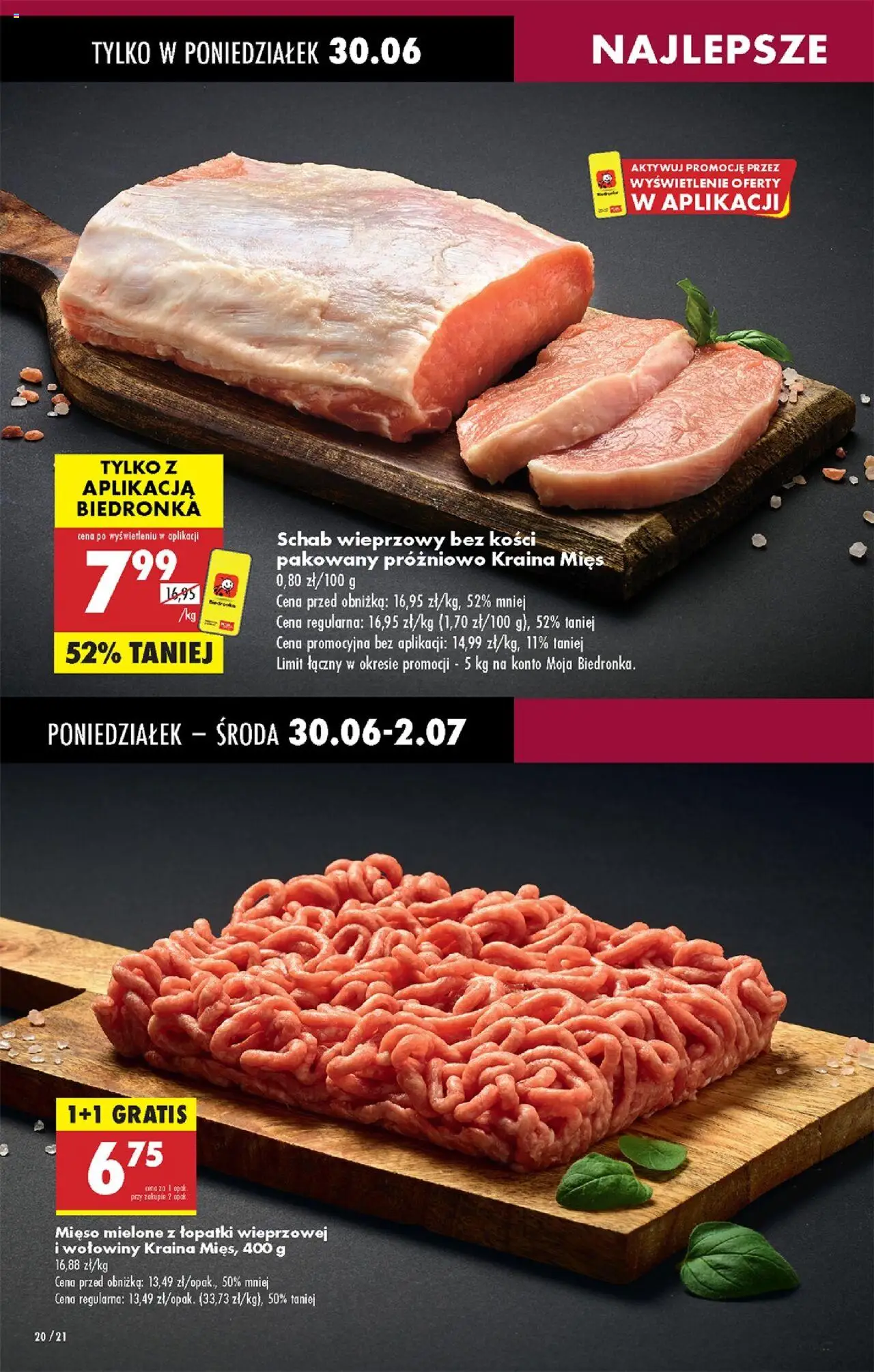 Biedronka gazetka od 30.06.2025 | Strona: 28 | Produkty: Schab, Mięso, Schab wieprzowy, Mięso mielone