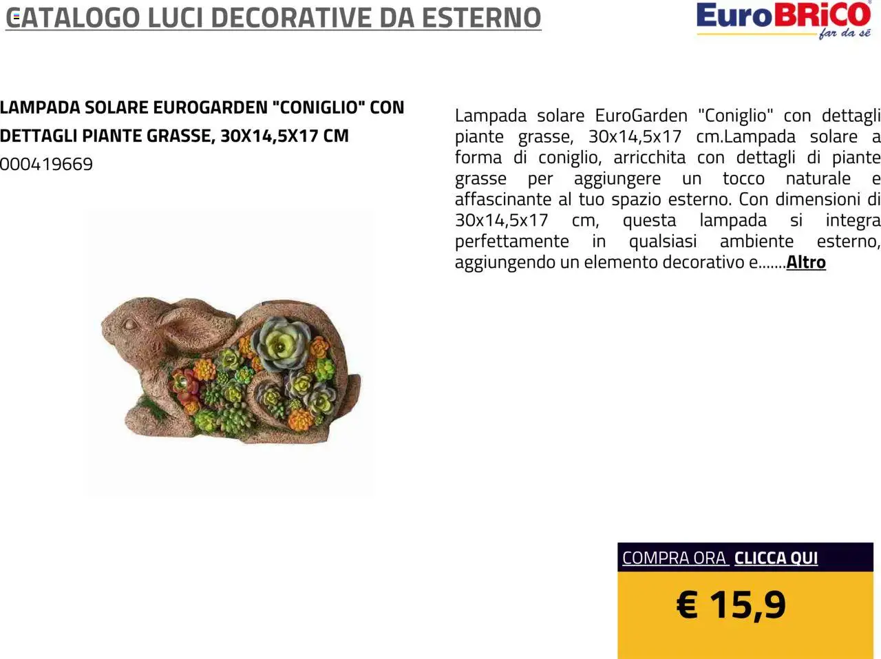 Volantino Eurobrico del 23.07.2025 | Pagina: 21 | Prodotti: Lampada solare, Lampada