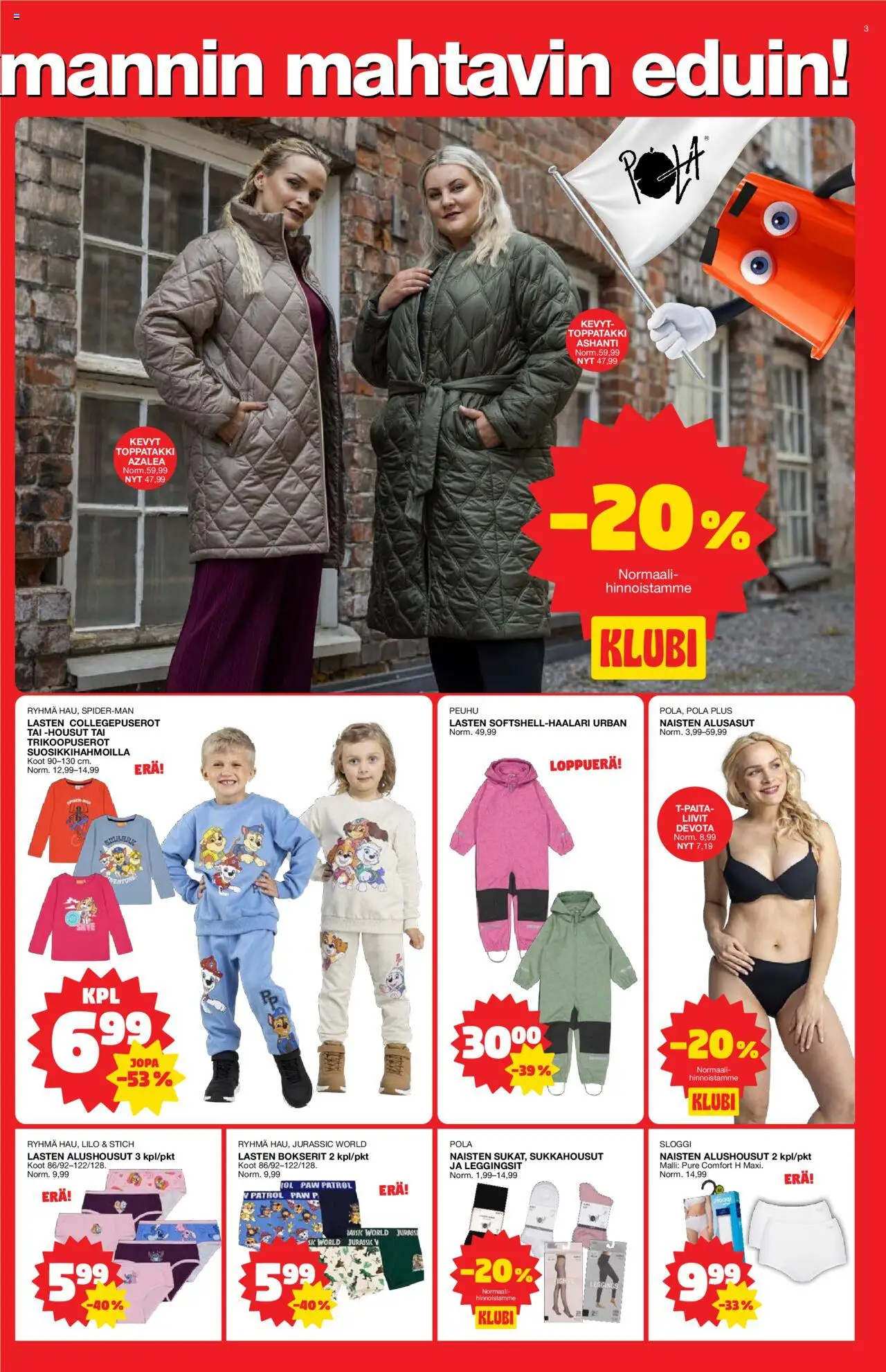 Tokmanni tarjoukset – voimassa 15.09.2025 alkaen | Sivu: 3 | Tuotteet: Sukkahousut, Leggingsit, Alushousut, Toppatakki