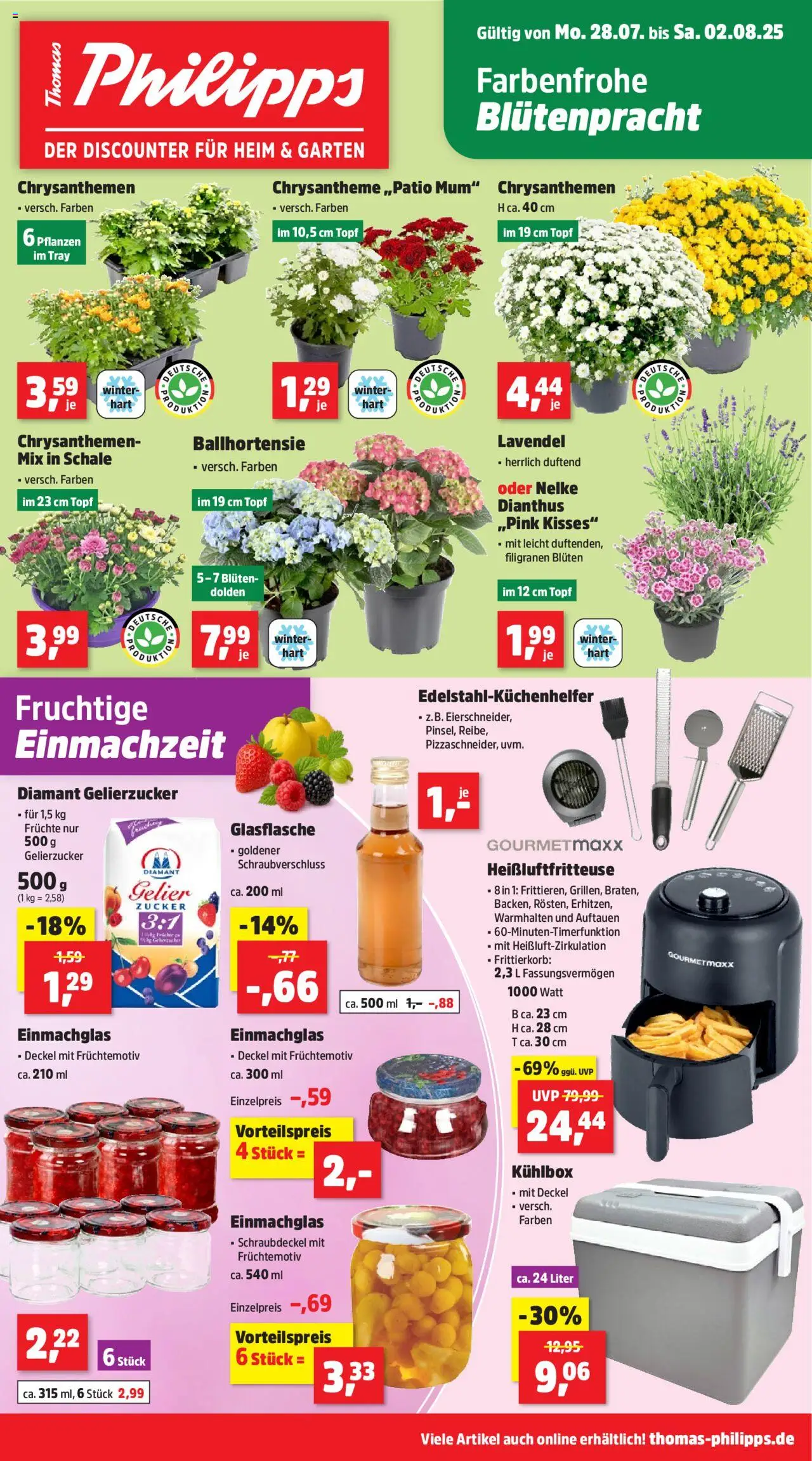 Thomas Philipps Prospekt 	 - gültig ab dem 28.07.2025 | Seite: 1 | Produkte: Gelierzucker, Zucker, Lavendel, Heißluftfritteuse