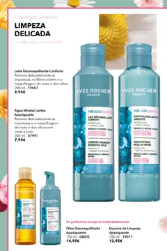 Pré-visualização Água Micelar Láctea Apaziguante, Remove delicadamente as impurezas e a maquilhagem do rosto e dos olhos sem secar a pele. 200 ml - 07991 válido de 17.04.2026 | Página: 22 | Produtos: Agua, Maquilhagem, Leite, Óleo