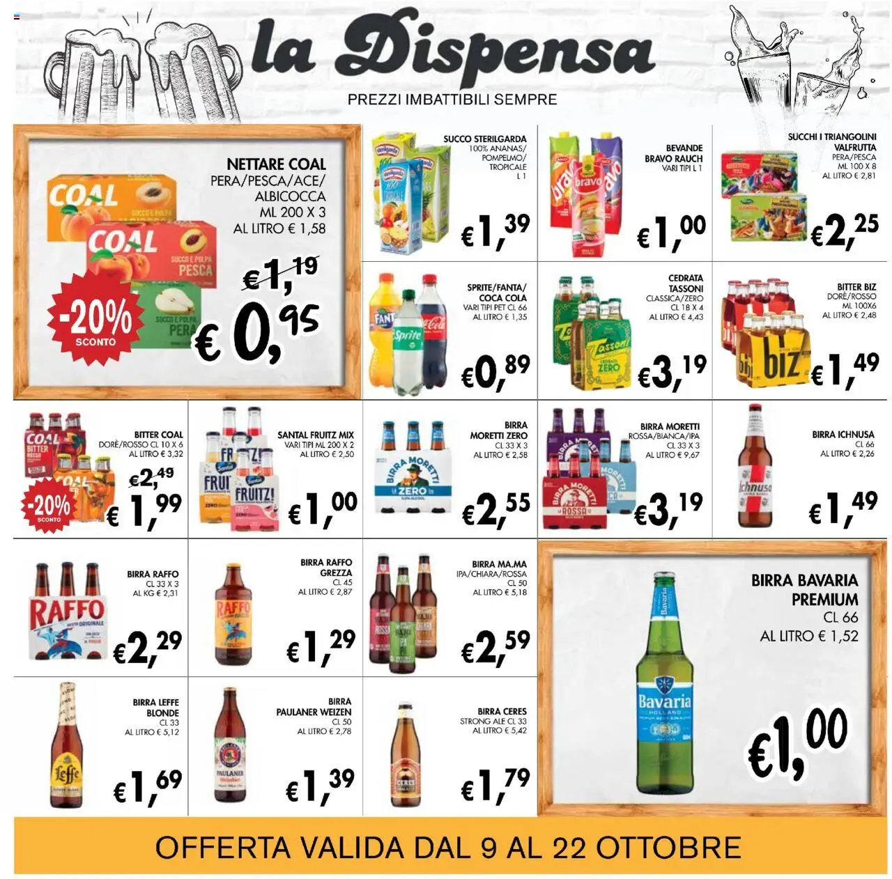 Volantino Coal del 09.10.2025 | Pagina: 19 | Prodotti: Birra, Pesca, Birra Moretti, Cedrata