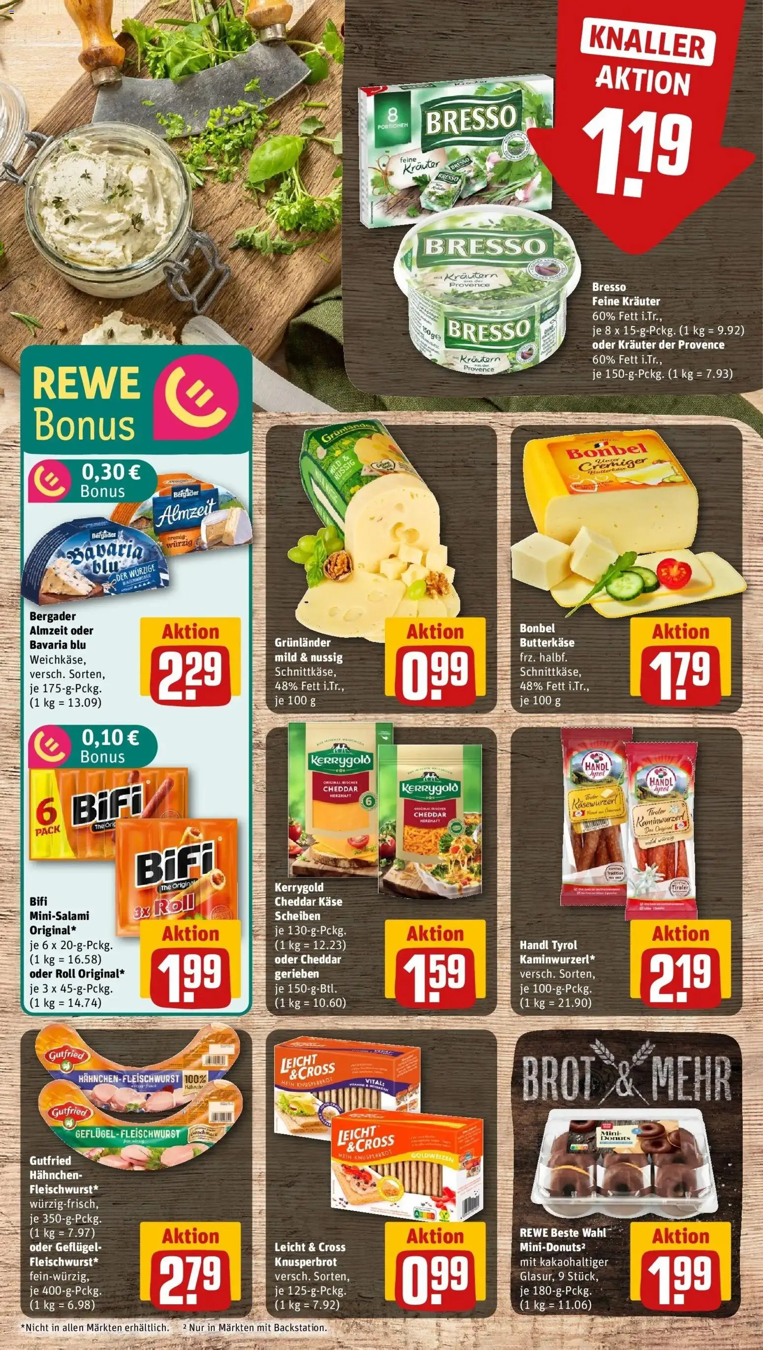 Rewe prospekt Neu-Isenburg	 – gültig ab 09.02.2026 | Seite: 13 | Produkte: Käse, Bifi, Donuts, Brot