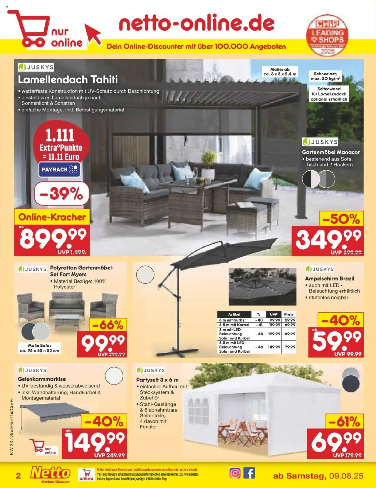 Netto Marken-Discount prospekt Lahnau	 - gültig ab dem 10.08.2025 | Seite: 32 | Produkte: Sofa, Tisch, Gartenmöbel