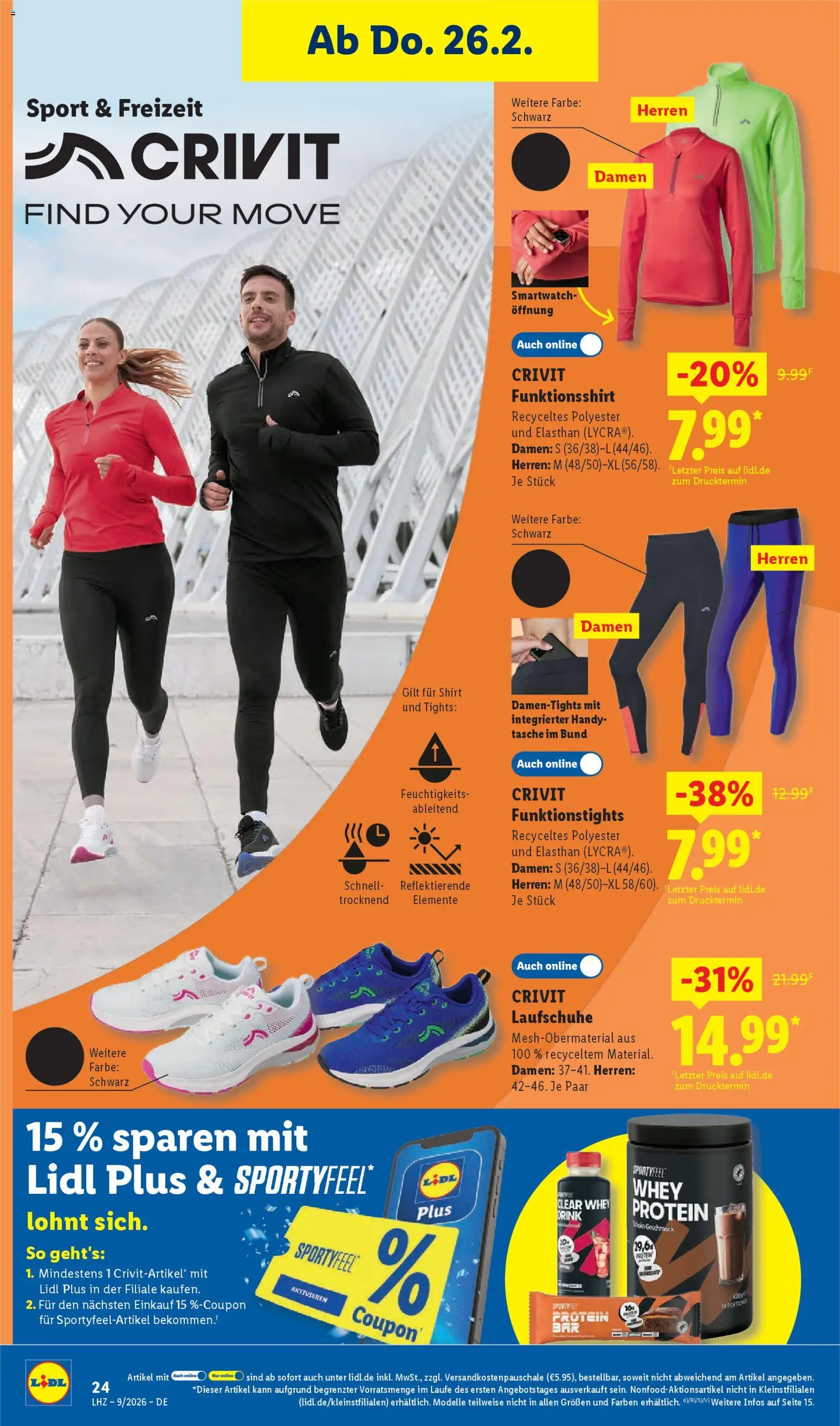 Lidl Prospekt Zossen – gültig ab 23.02.2026 | Seite: 36 | Produkte: Shirt, Tasche, Smartwatch, Laufschuhe