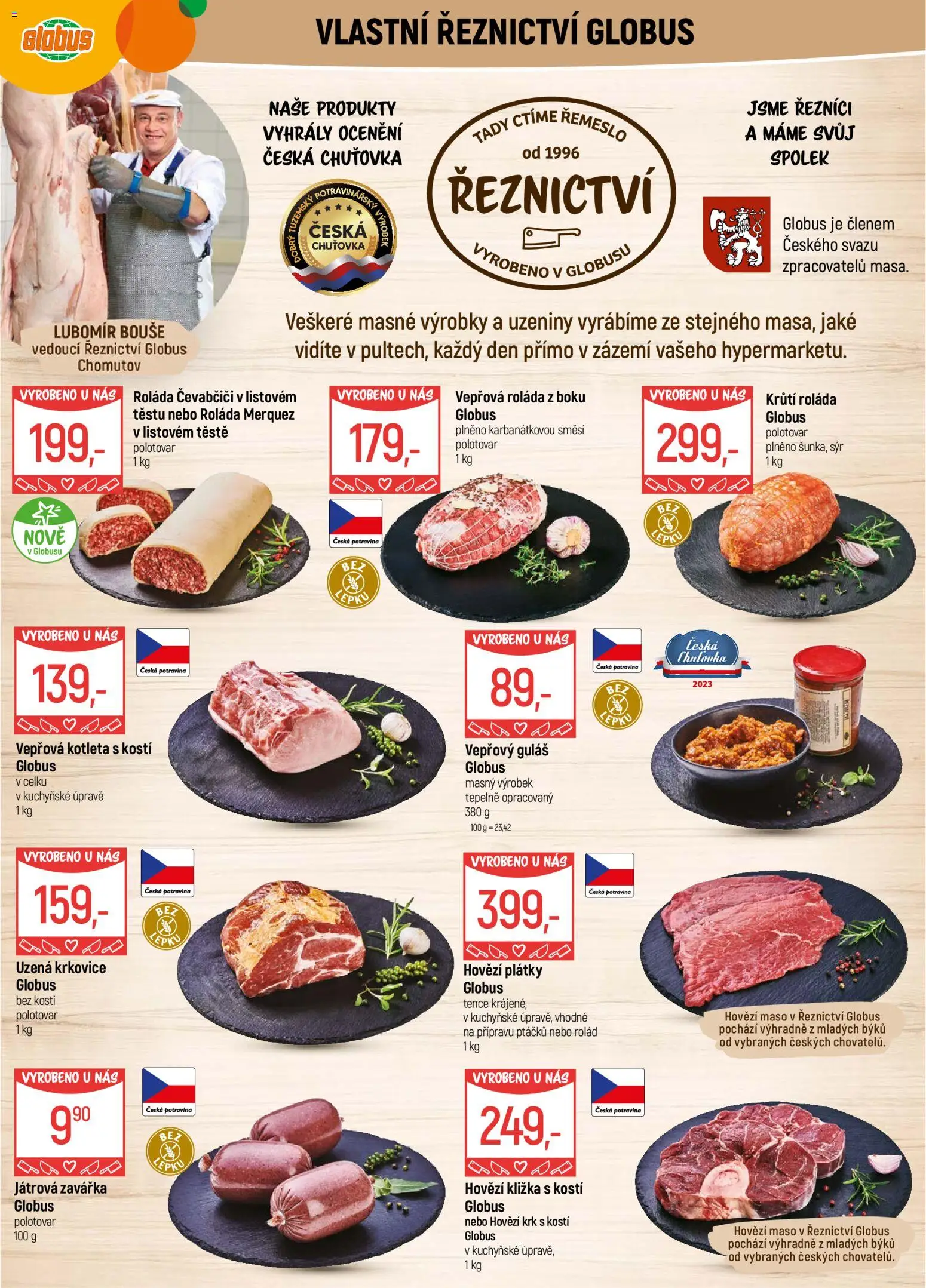 Globus leták - Chomutov od 04.02.2026 | Strana: 5 | Produkty: Hovězí, Guláš, Krůtí roláda, Krkovice