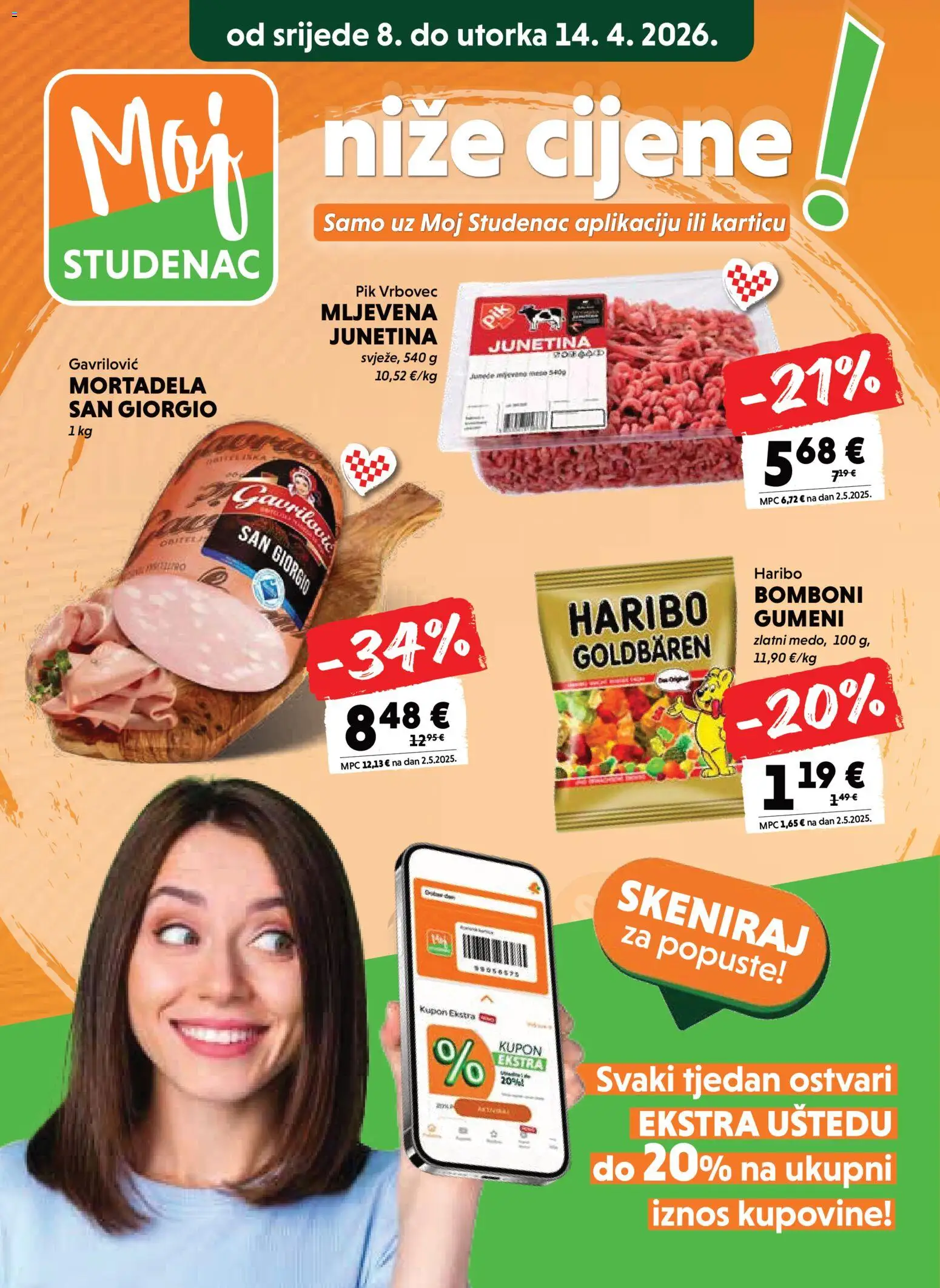 Studenac katalog | vrijedi od 08.04.2026 | Stranica: 3 | Proizvodi: Junetina, Mortadela, Bomboni, Pik Vrbovec