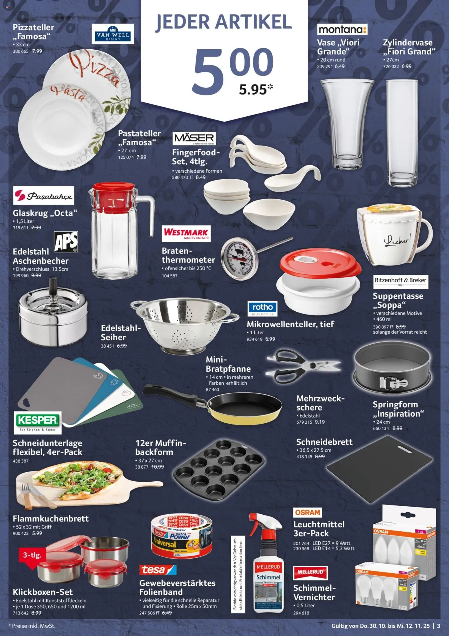 Selgros Sonderverkauf – gültig ab 30.10.2025 | Seite: 3 | Produkte: Thermometer, Vase, Pasta, Pizza