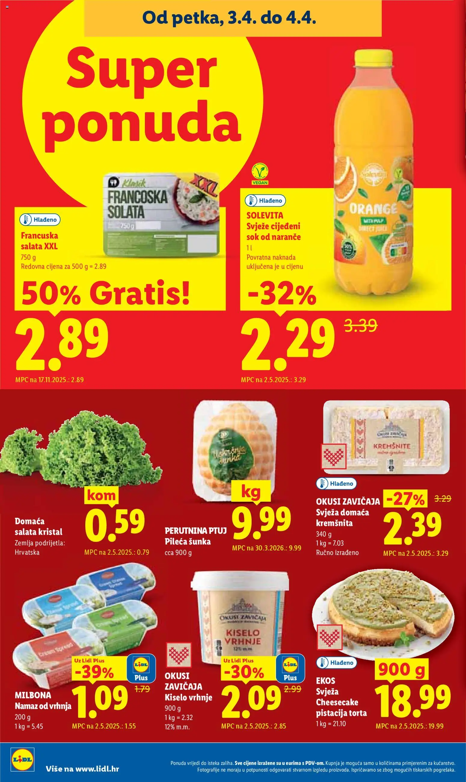 Lidl katalog | vrijedi od 30.03.2026 | Stranica: 68 | Proizvodi: Šunka, Naranče, Salata, Torta