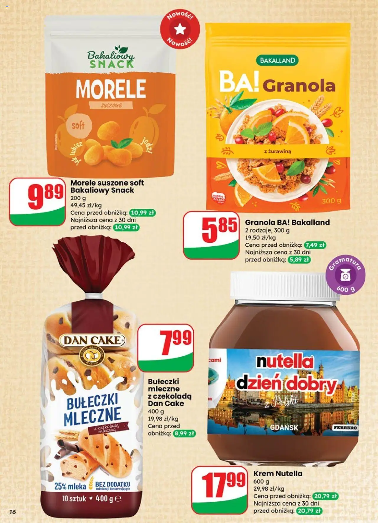 Dino Gazetka od 10.09.2025 | Strona: 16 | Produkty: Nutella, Granola, Morele, Krem