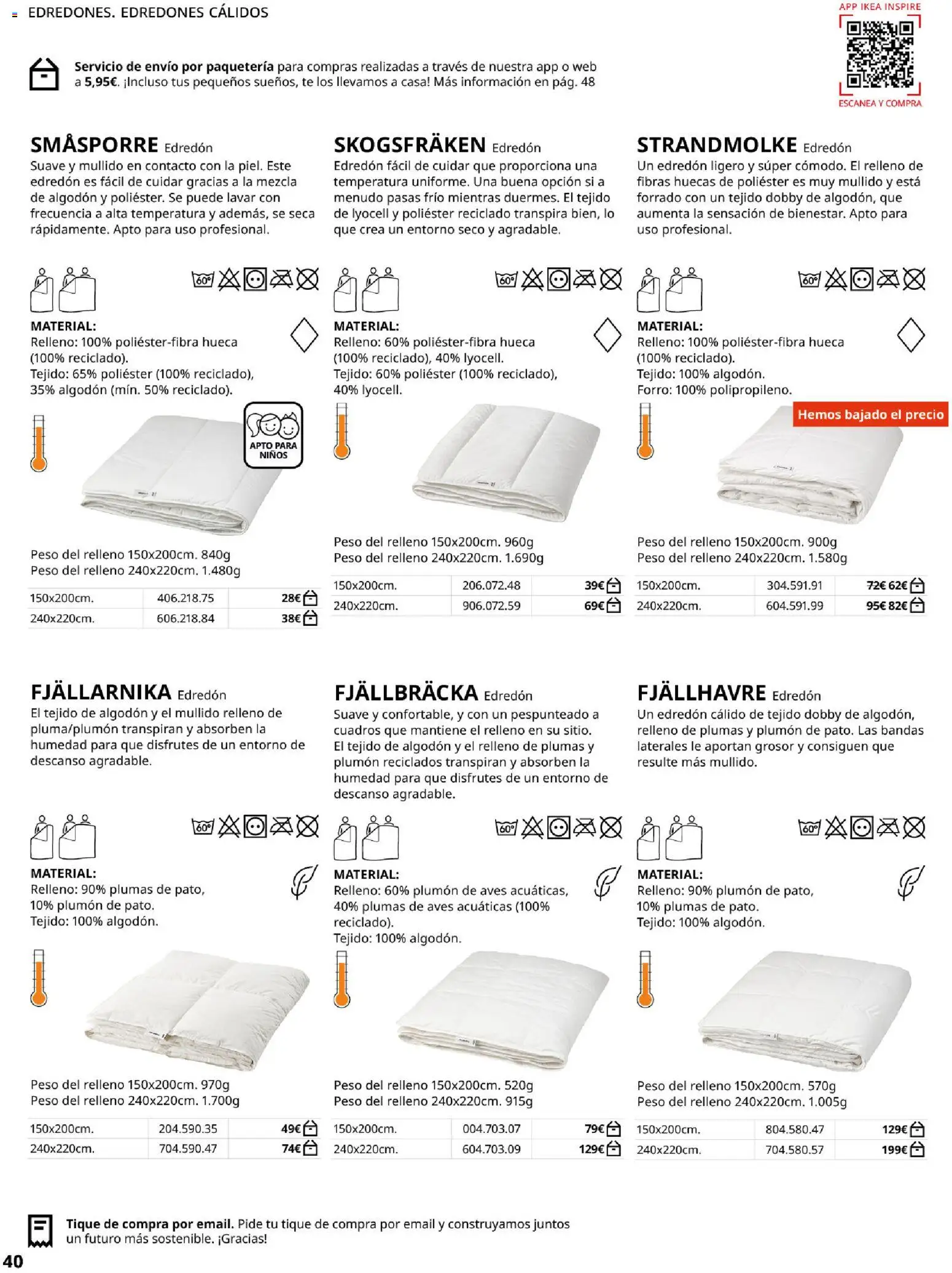 Catálogo IKEA Confort │ válido desde el 01.02.2026 | Página: 40 | Productos: Edredón, Té, Peso