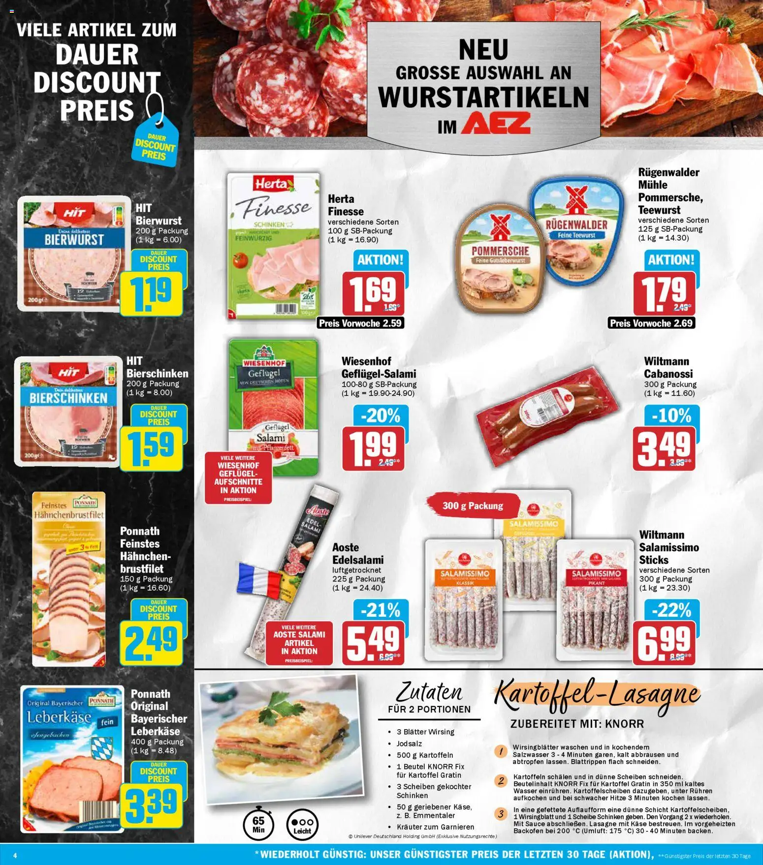 AEZ Prospekt 	 – gültig ab 23.02.2026 | Seite: 4 | Produkte: Mühle, Knorr, Backofen, Salami
