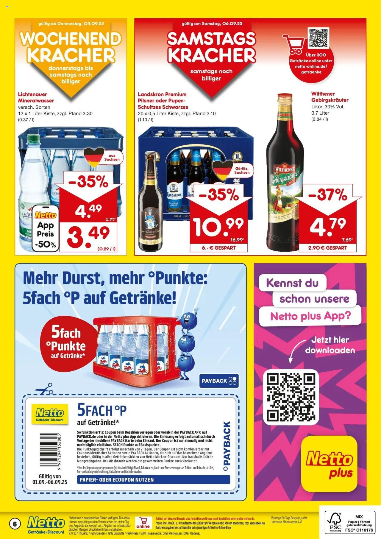 Netto Marken-Discount prospekt Riesa	 – gültig ab 01.09.2025 | Seite: 6 | Produkte: Wilthener, Likör, Mineralwasser