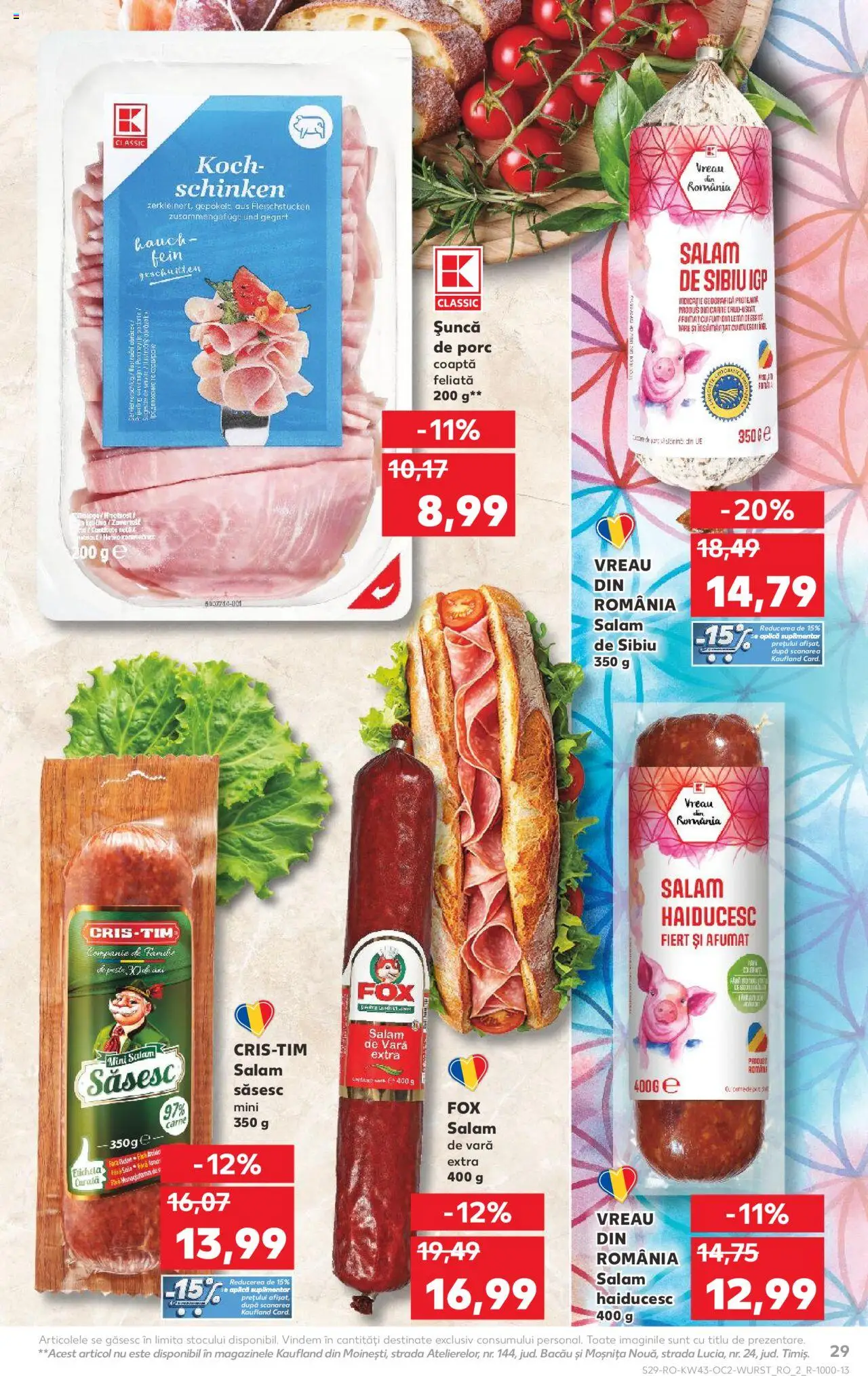 Noul catalog Kaufland – valabil de la 22.10.2025 | Pagină: 29 | Produse: Salam, Șuncă