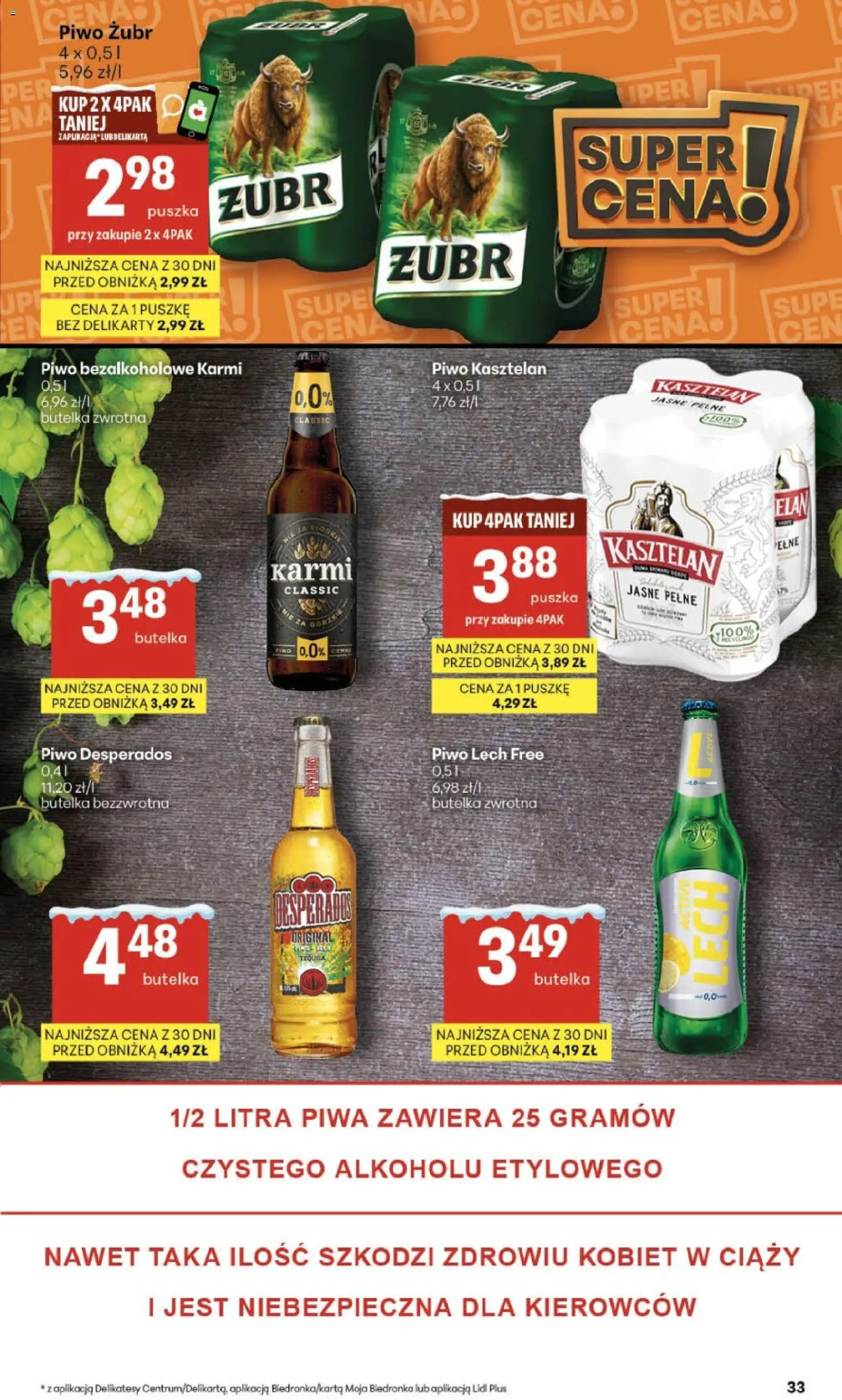 Delikatesy Centrum Gazetka - Sklepy Własne od 29.01.2026 | Strona: 33 | Produkty: Piwo żubr, Delikatesy, Piwo Desperados, Tequila
