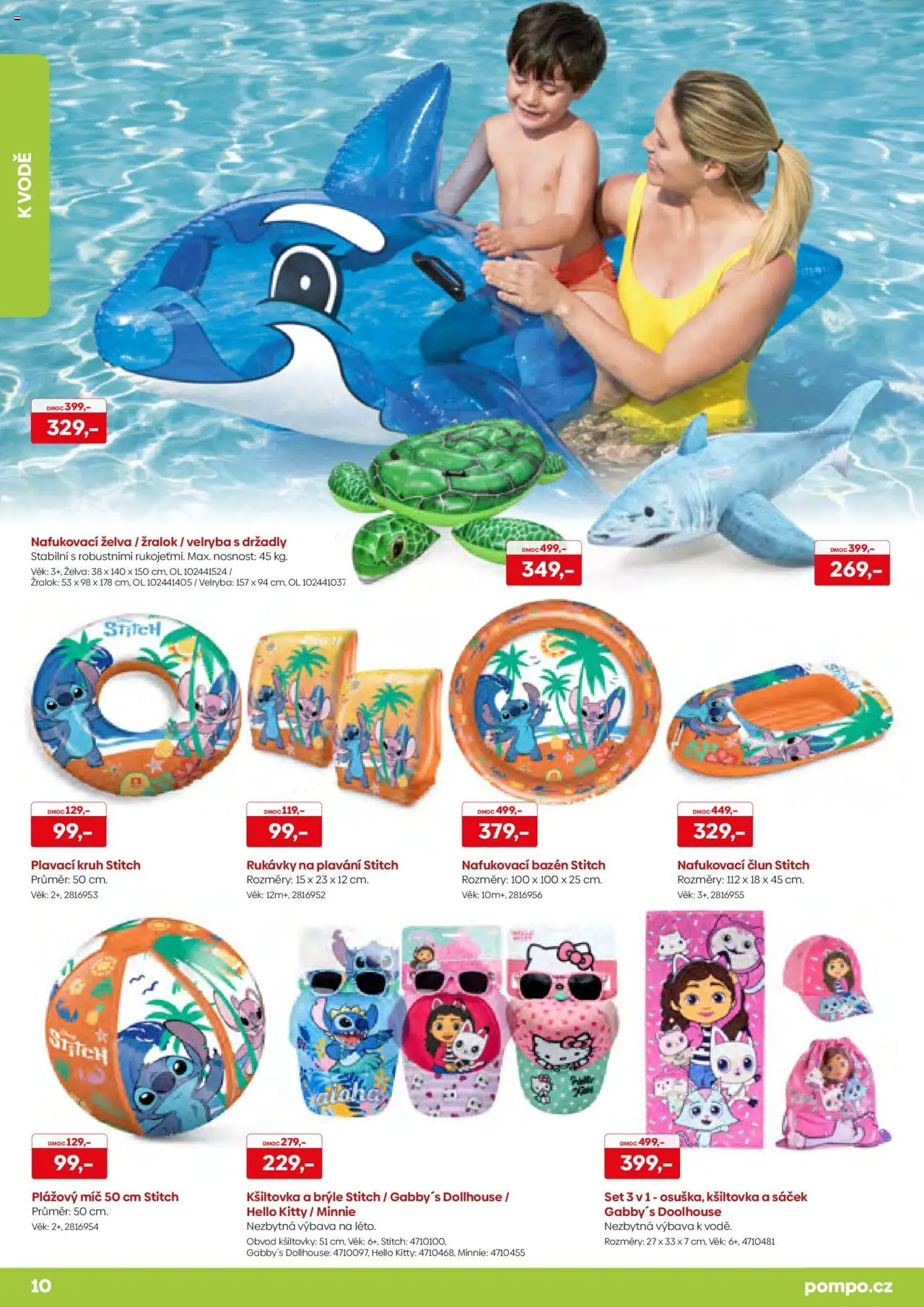 POMPO katalog Léto 2025 od 16.05.2025 | Strana: 10 | Produkty: Gabby's Dollhouse, Nafukovací bazén, Stitch, Sáček