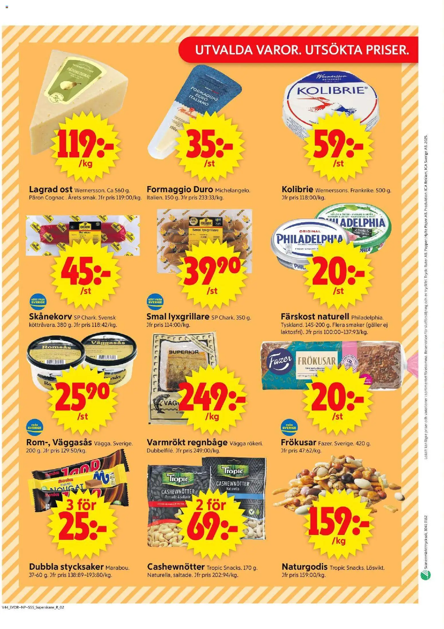 ICA Supermarket reklamblad aktuell från 27.10.2025 | Sida: 10 | Produkter: Romsås, Galler, Cashewnötter, Papper