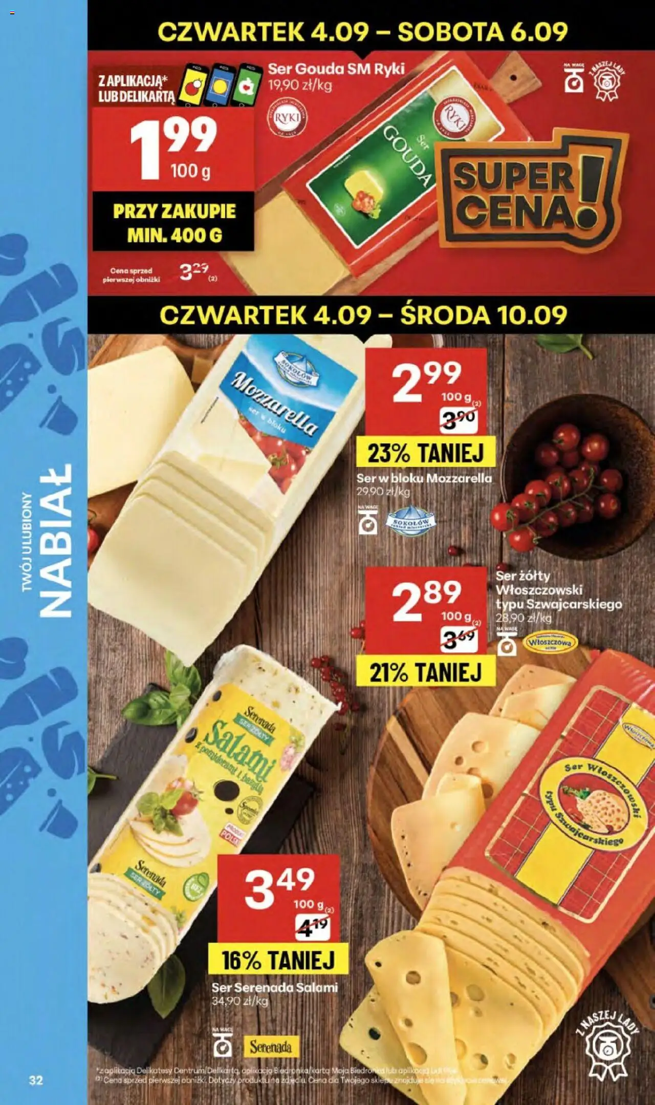 Delikatesy Centrum Gazetka - Sklepy Własne od 04.09.2025 | Strona: 32 | Produkty: Delikatesy, Ser, Salami, Mozzarella