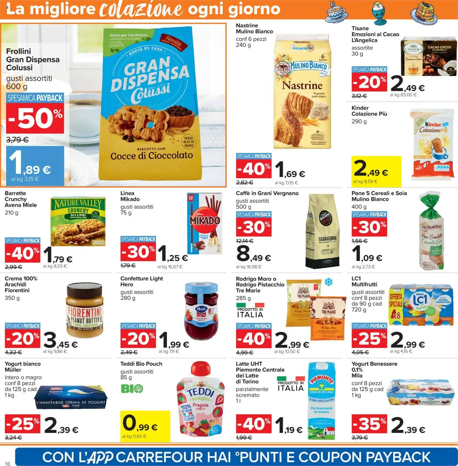 Volantino Carrefour del 06.02.2026 | Pagina: 16 | Prodotti: Crema, Pane, Cereali, Pasta