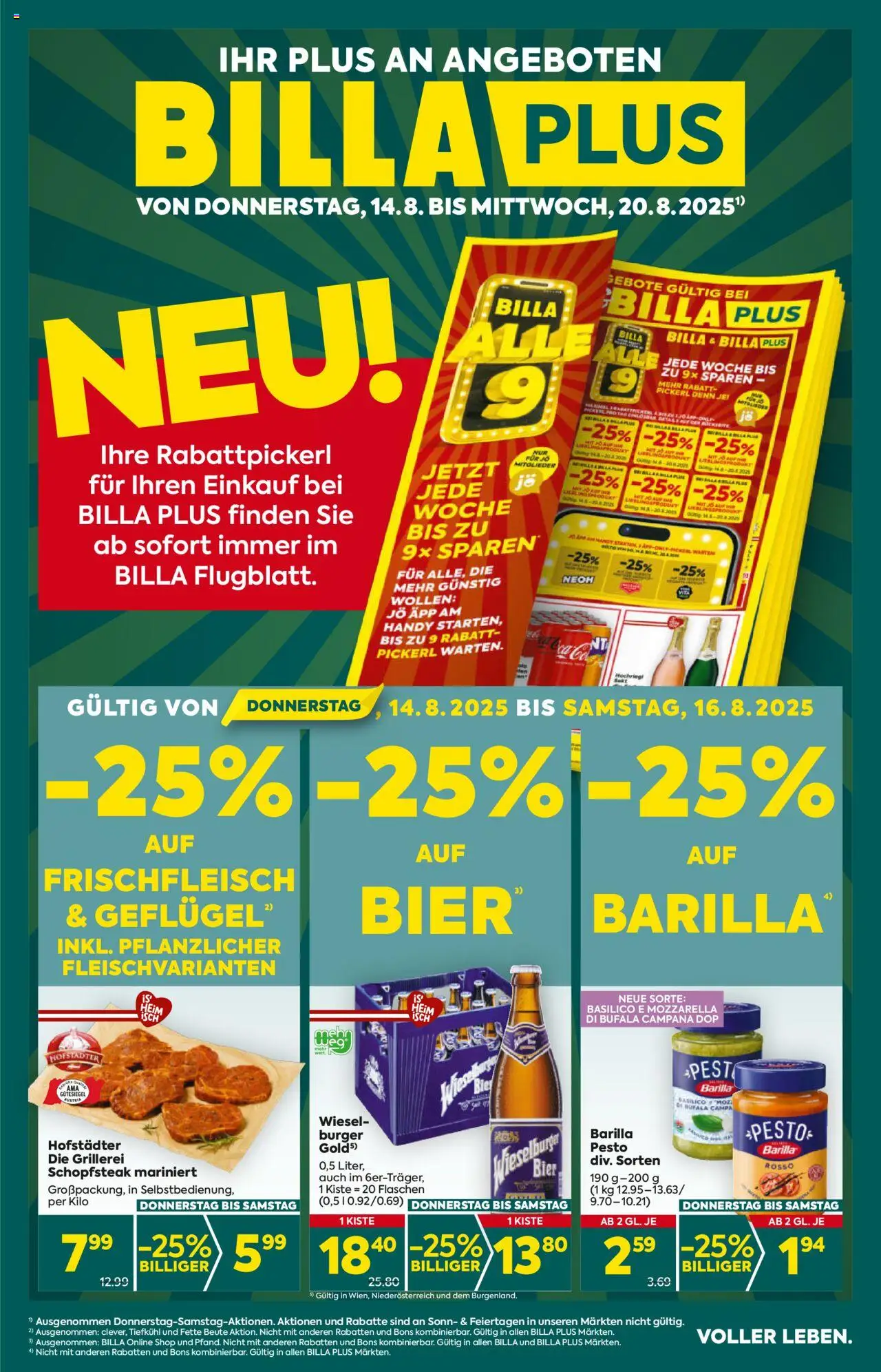 Billa Plus Flugblatt - Niederösterreich gültig ab 14.08.2025 | Seite: 1 | Produkte: Bier