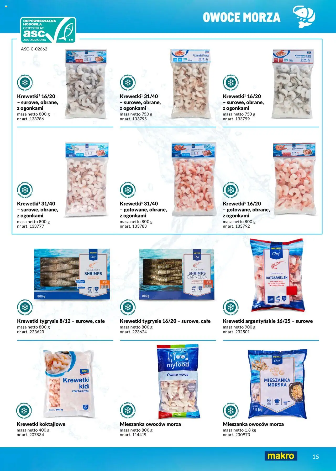Makro Gazetka - Ryby i owoce morza od 01.05.2025 | Strona: 15 | Produkty: Krewetki białe, Krewetki koktajlowe, Owoce, Owoce morza