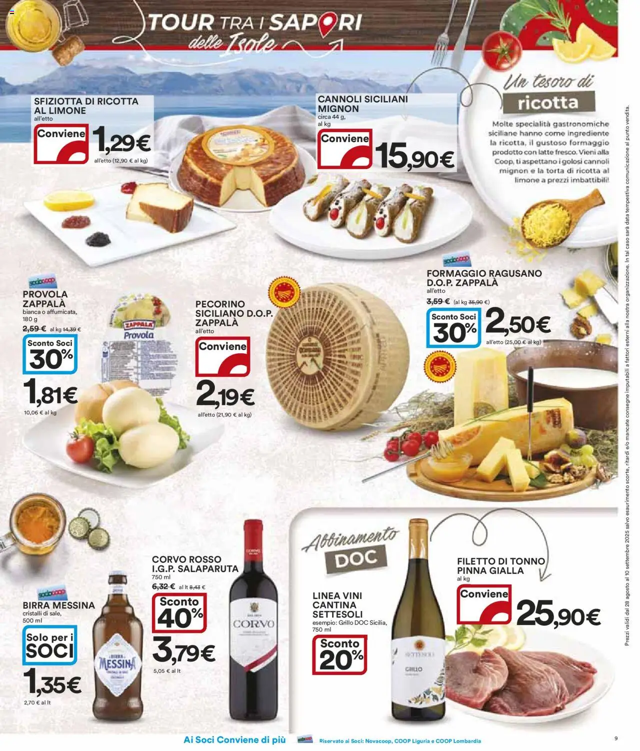 Volantino Ipercoop del 28.08.2025 | Pagina: 9 | Prodotti: Tonno, Provola, Ricotta, Pecorino