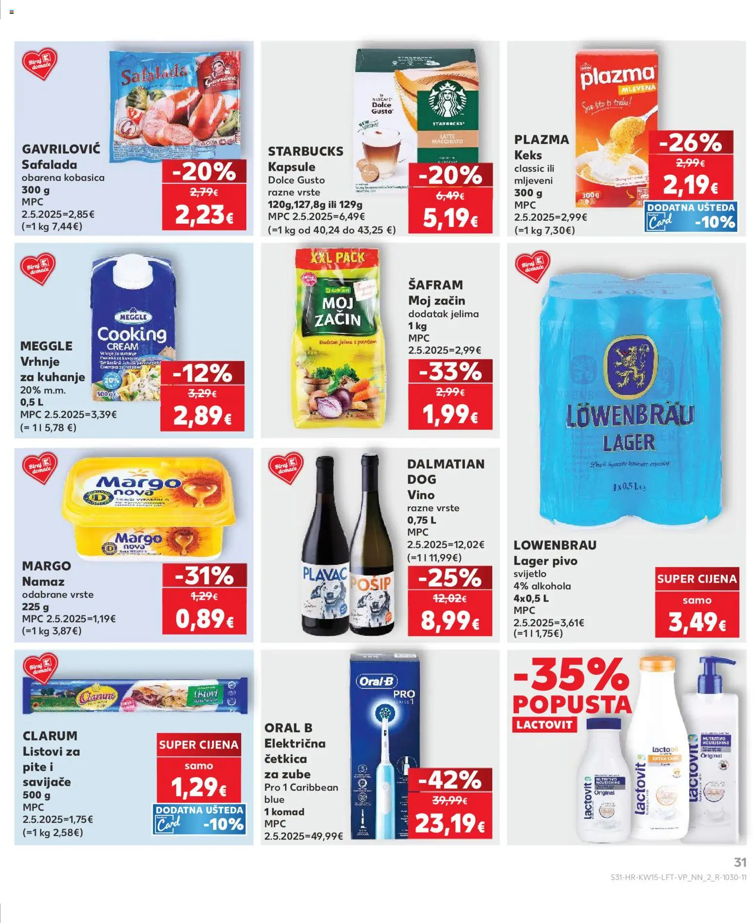 Kaufland katalog | vrijedi od 08.04.2026 | Stranica: 31 | Proizvodi: Vrhnje za kuhanje, Vino, Kobasica, Namaz