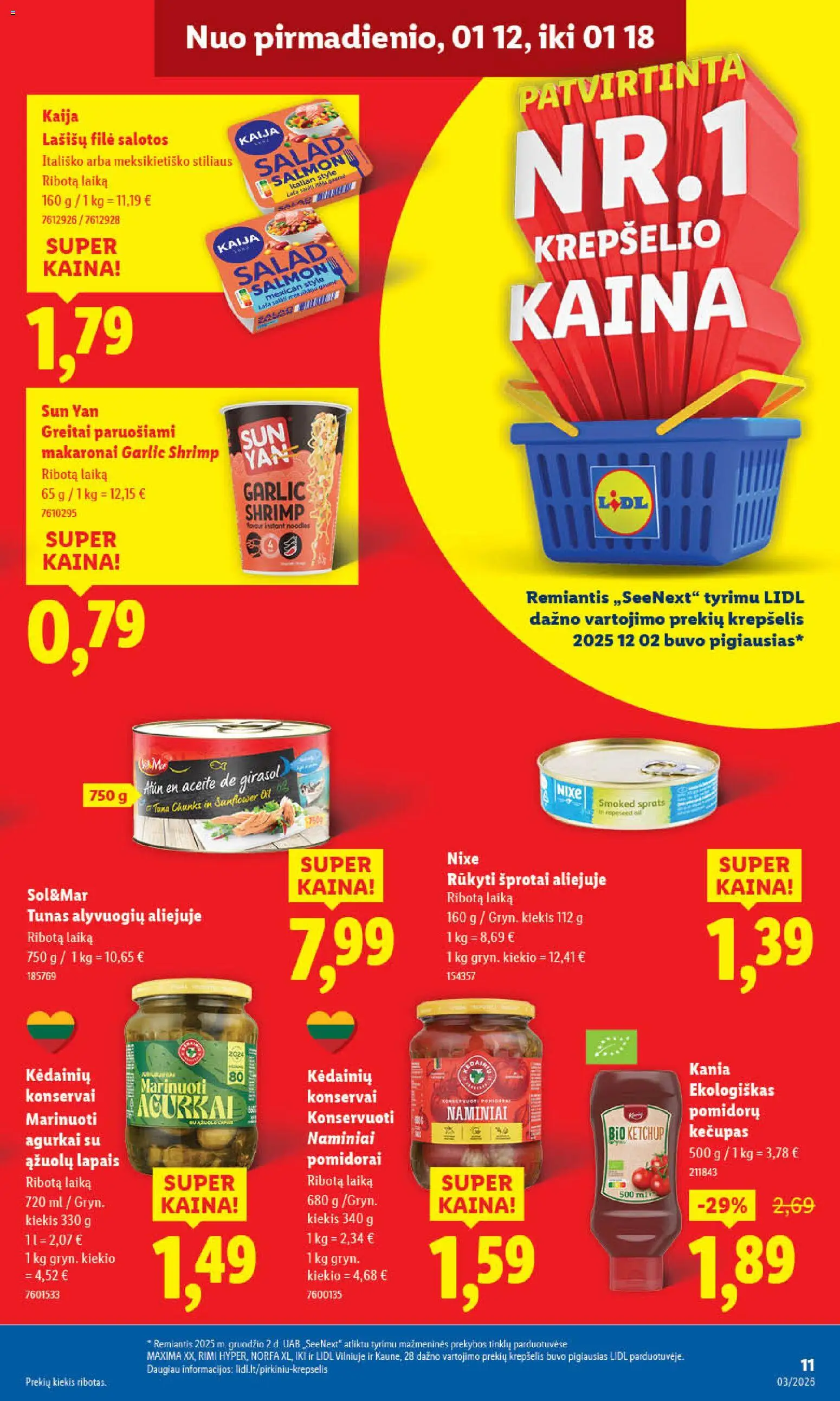LIDL akcijos nuo 12.01.2026 | Puslapis: 13 | Prekių: Salotos, Greitai paruošiami makaronai, Makaronai, Kečupas