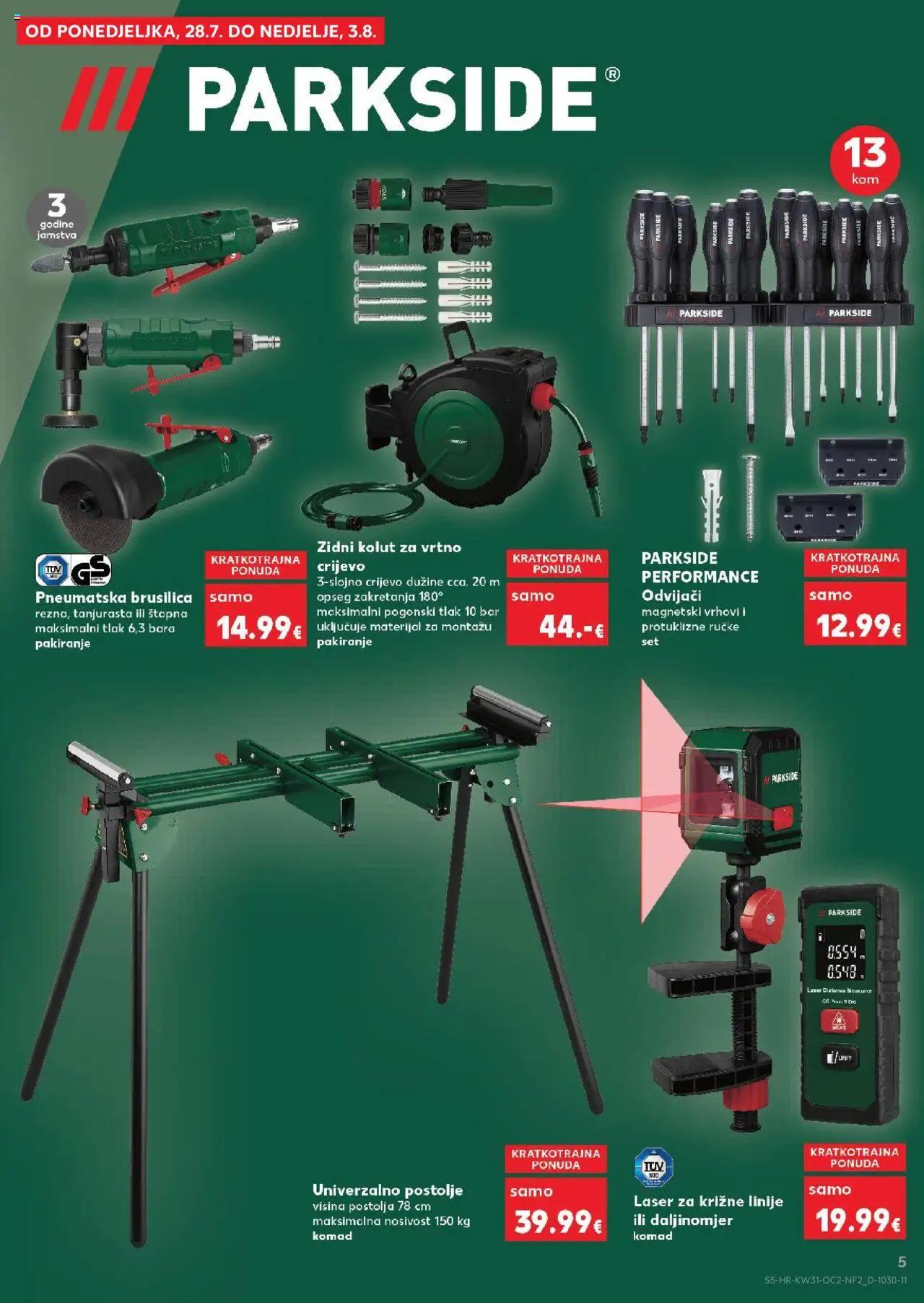 Kaufland katalog | vrijedi od 30.07.2025 | Stranica: 5 | Proizvodi: Brusilica, Vrtno crijevo, Parkside