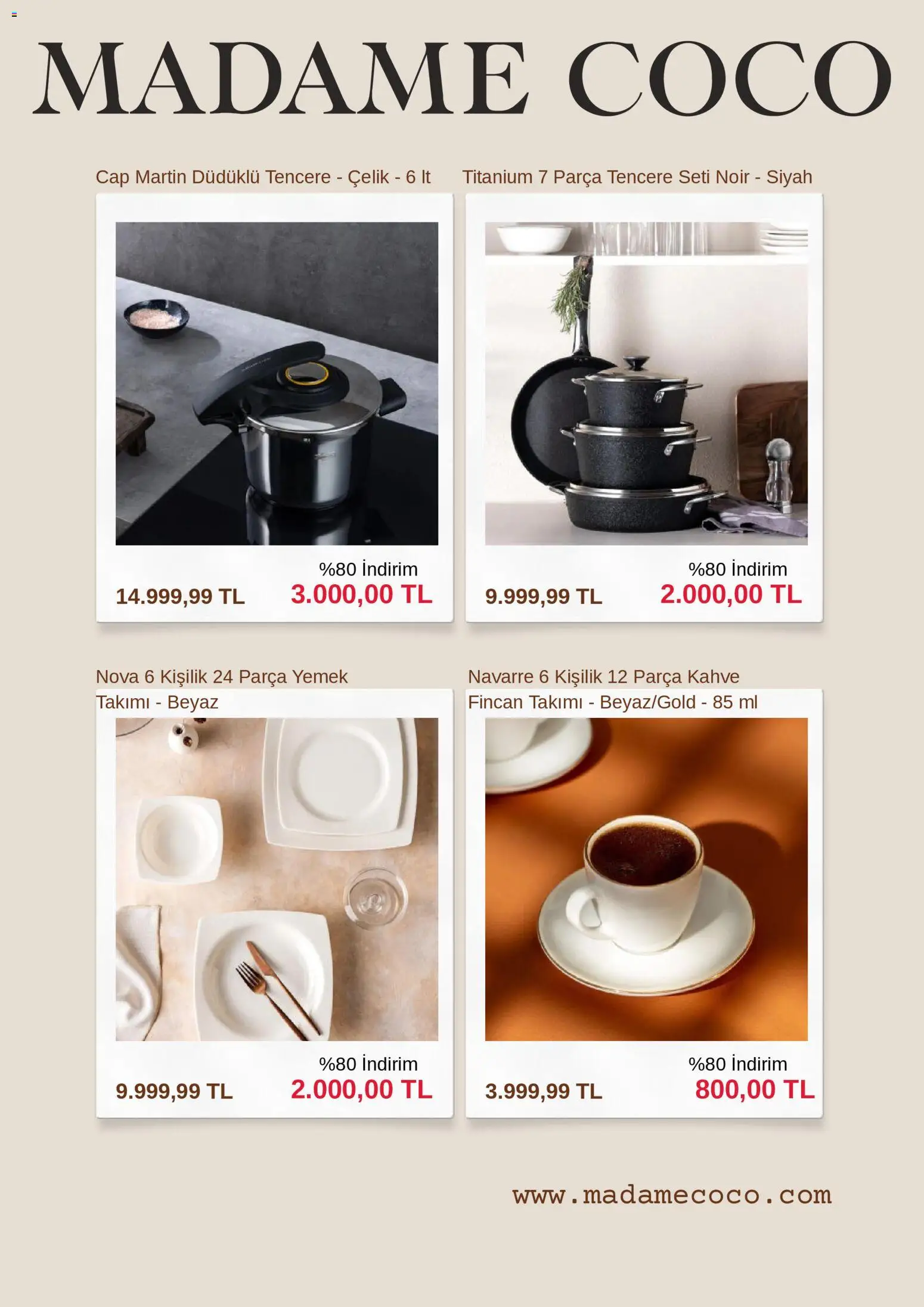 Madame Coco İndirim - 05.01.2026 tarihinden itibaren geçerlidir | Sayfa: 2 | Ürünler: Tencere seti, Kahve