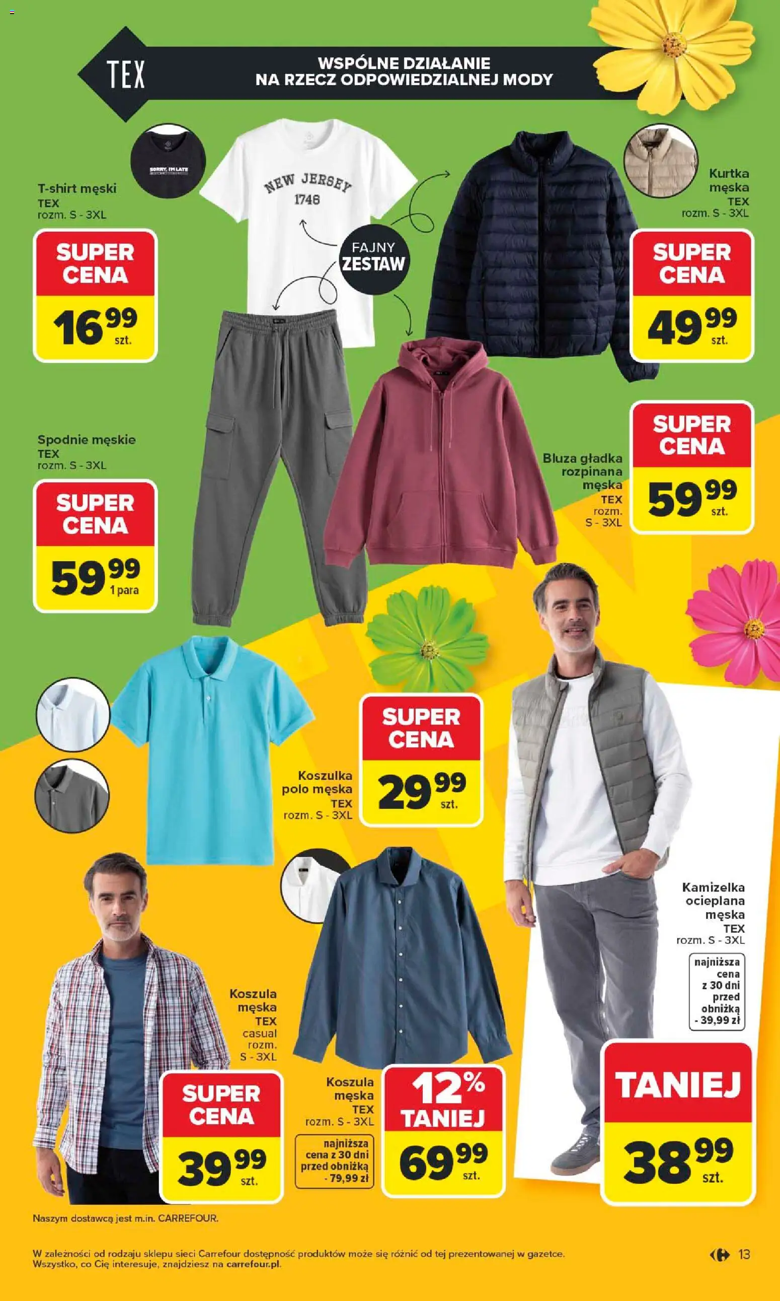 Carrefour gazetka - TEX na spotkanie z wiosną od 07.04.2026 | Strona: 13 | Produkty: Koszula, Kamizelka, Kurtka, Spodnie