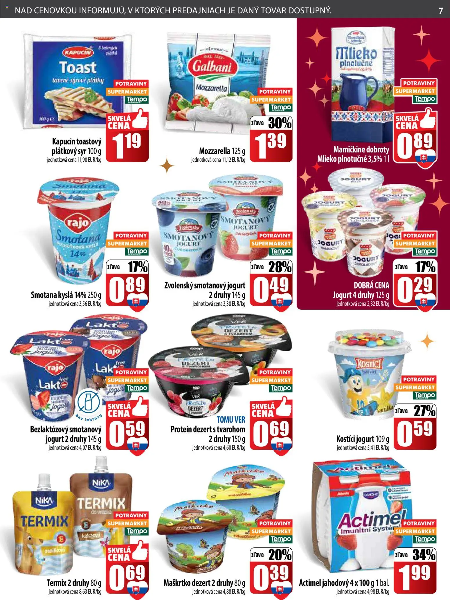 Nové COOP Jednota akcie – leták je platný od 18.12.2025 | Strana: 7 | Produkty: Syr, Smotana, Protein, Actimel