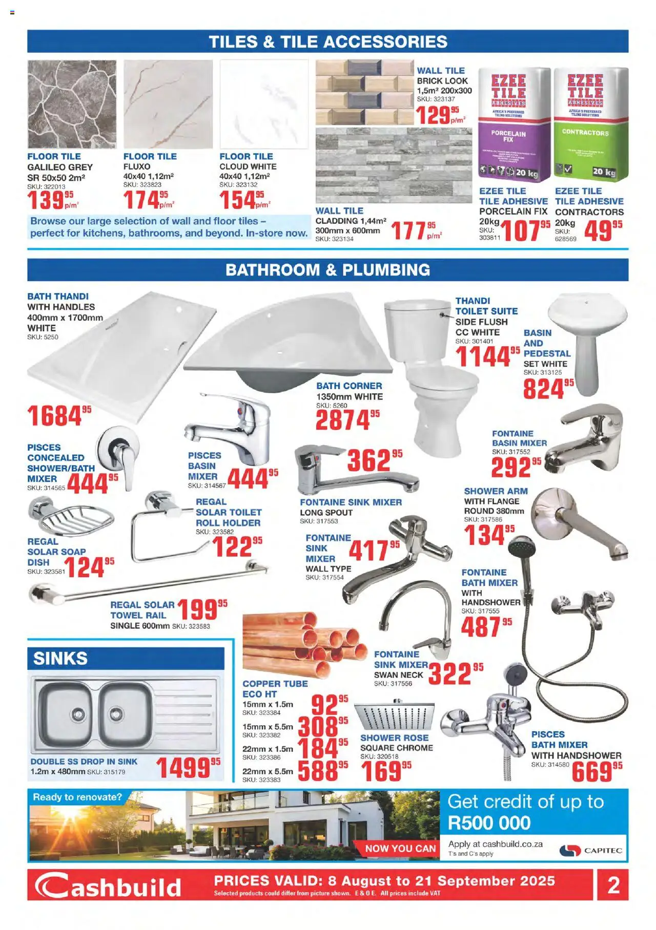 Cashbuild Eastern Cape - Springtime Bonanza │ valid from 08.08.2025 | Page: 2 | Products: Toilet, Bath, Towel, Basin