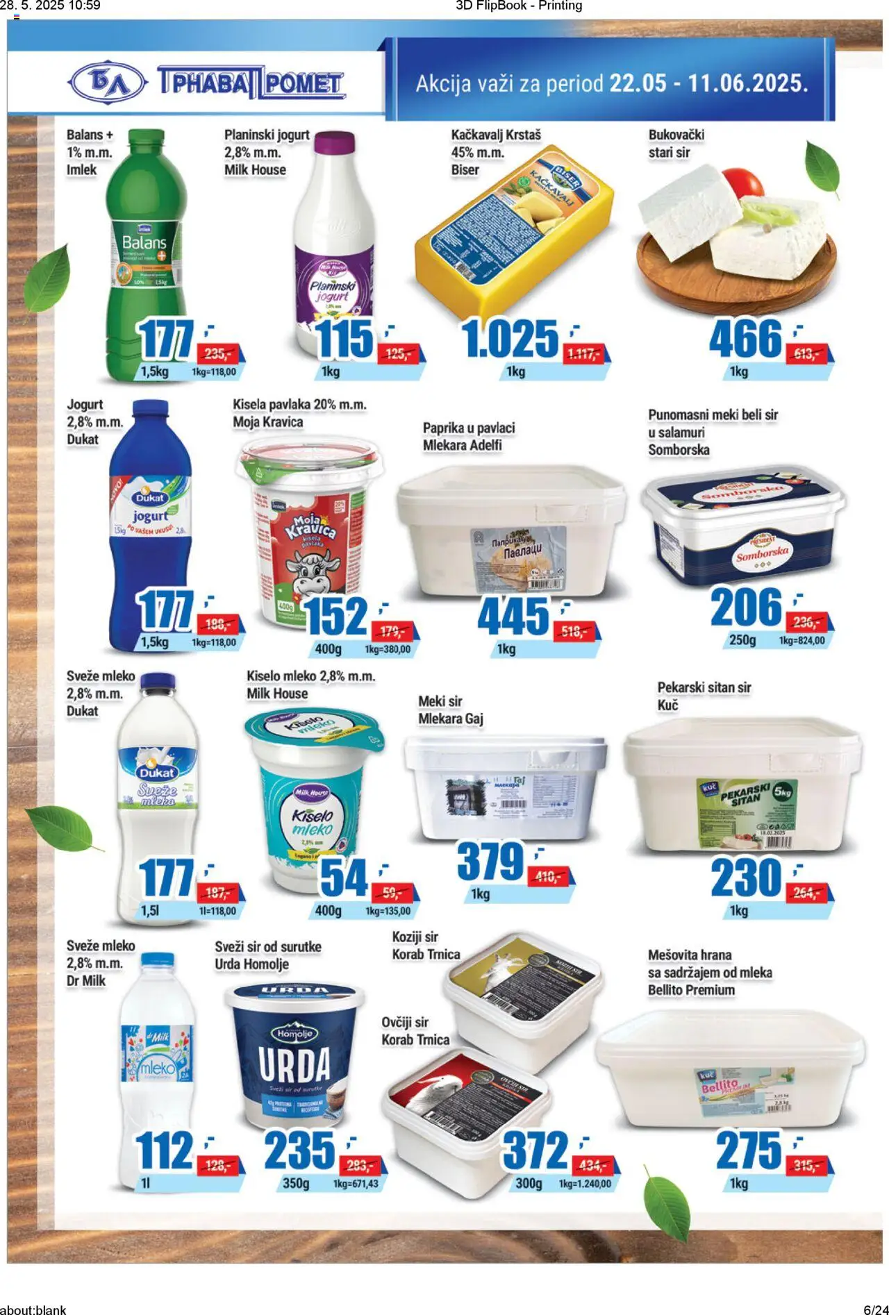 Trnava Promet katalog - važi od 22.05.2025 | Strana: 6 | Proizvode: Kisela pavlaka, Sveže mleko, Moja kravica, Pavlaka
