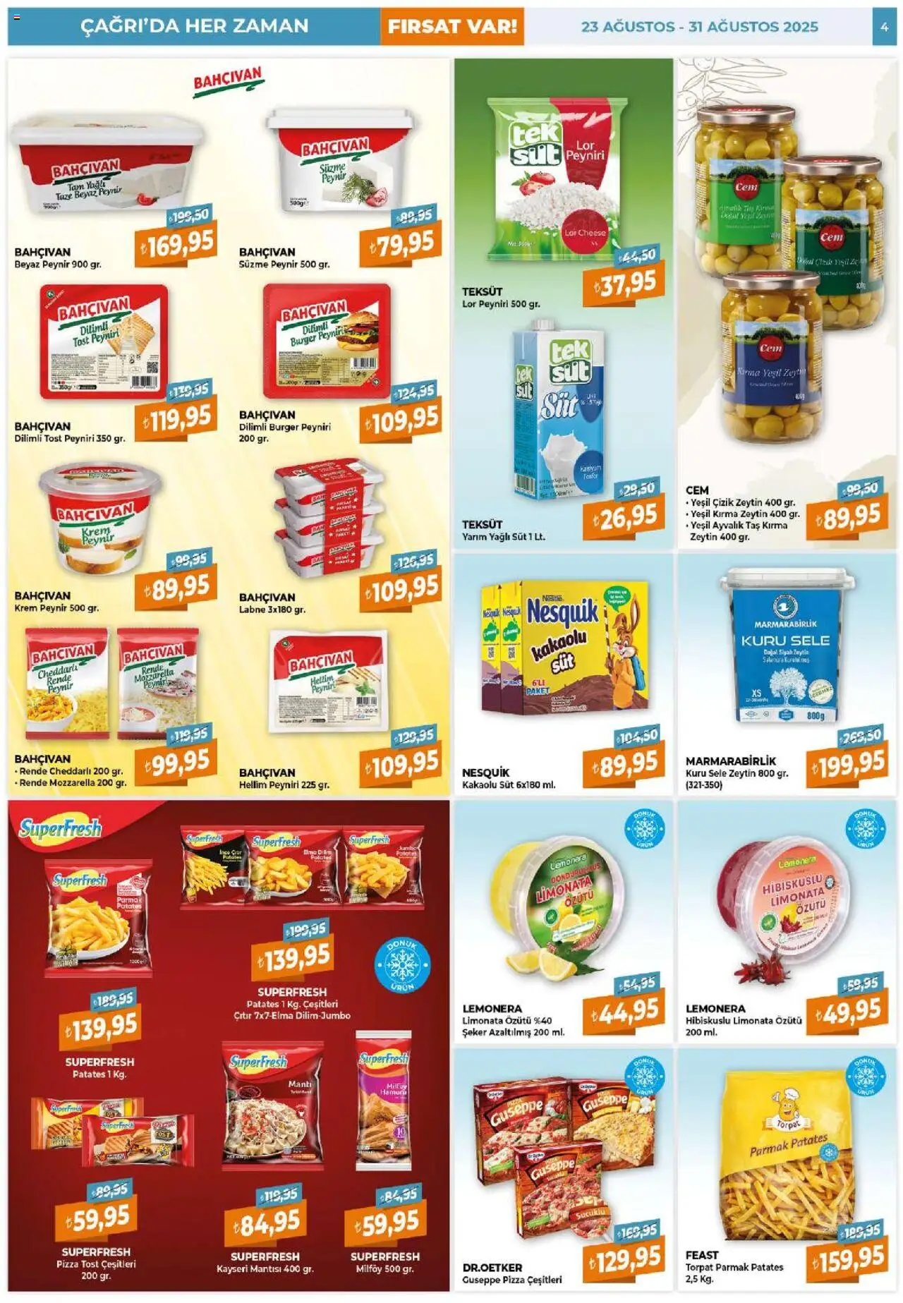 Çağrı Market Katalog - 23.08.2025 tarihinden itibaren geçerlidir | Sayfa: 4 | Ürünler: Krem, Pizza, Şeker, Patates