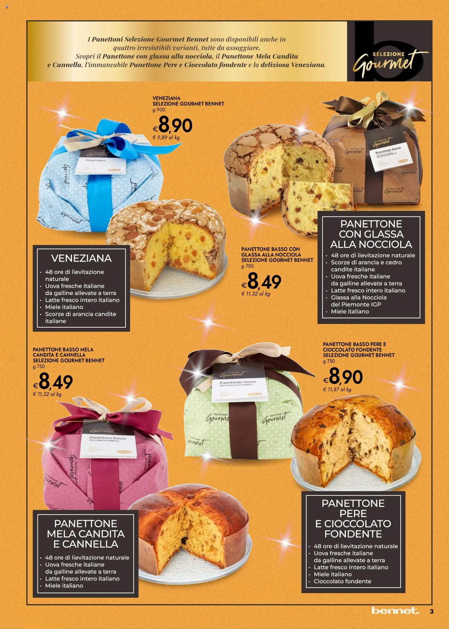 Volantino bennet del 27.11.2025 | Pagina: 3 | Prodotti: Uova, Latte, Panettone, Terra