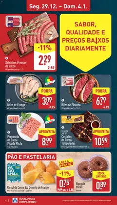Pré-visualização Aldi folheto válido de 29.12.2025 | Página: 4 | Produtos: Frango, Padaria, Pão, Carne