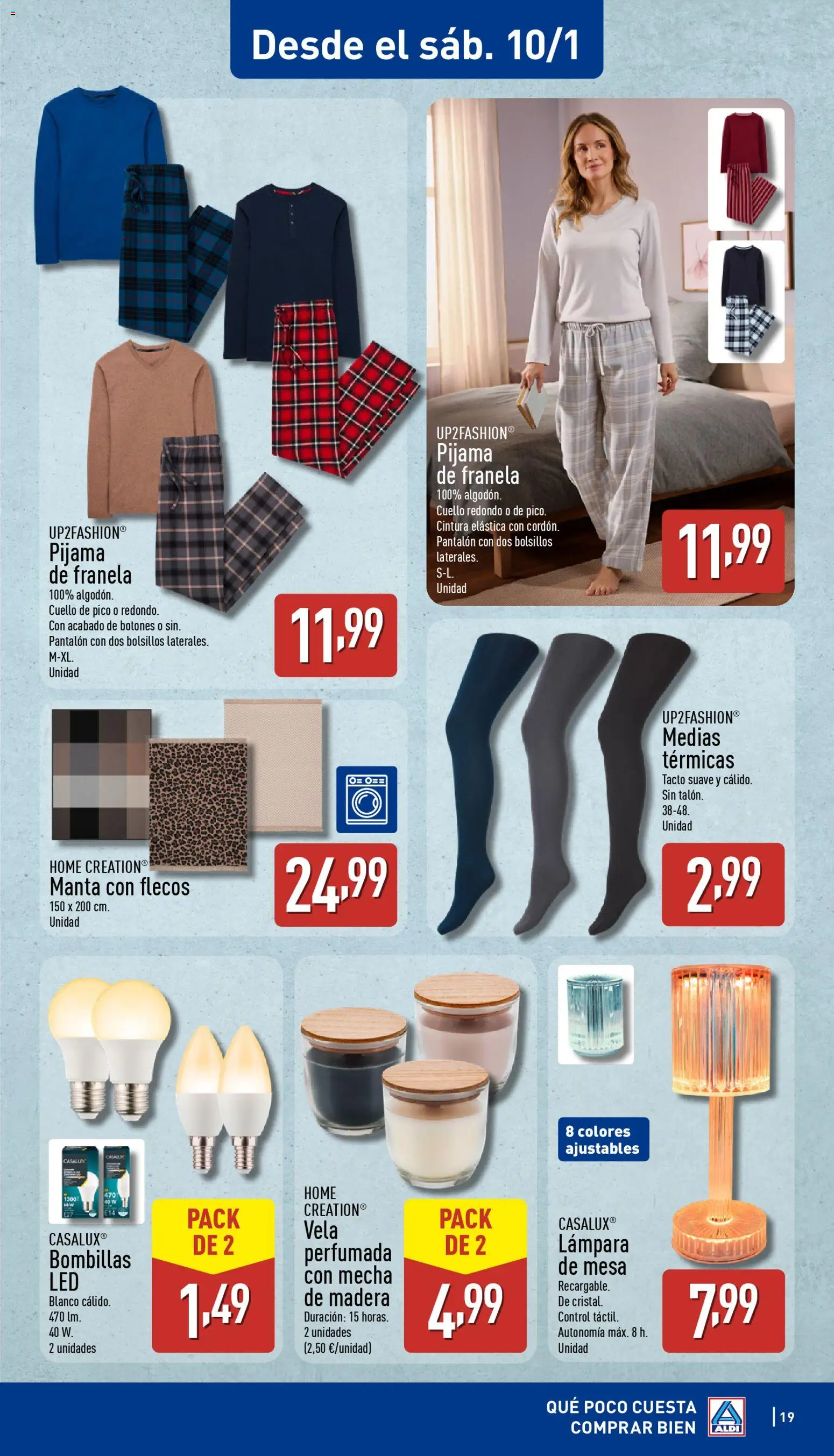 Aldi folleto Península │ válido desde el 05.01.2026 | Página: 19 | Productos: Medias, Pijama, Manta, Mesa