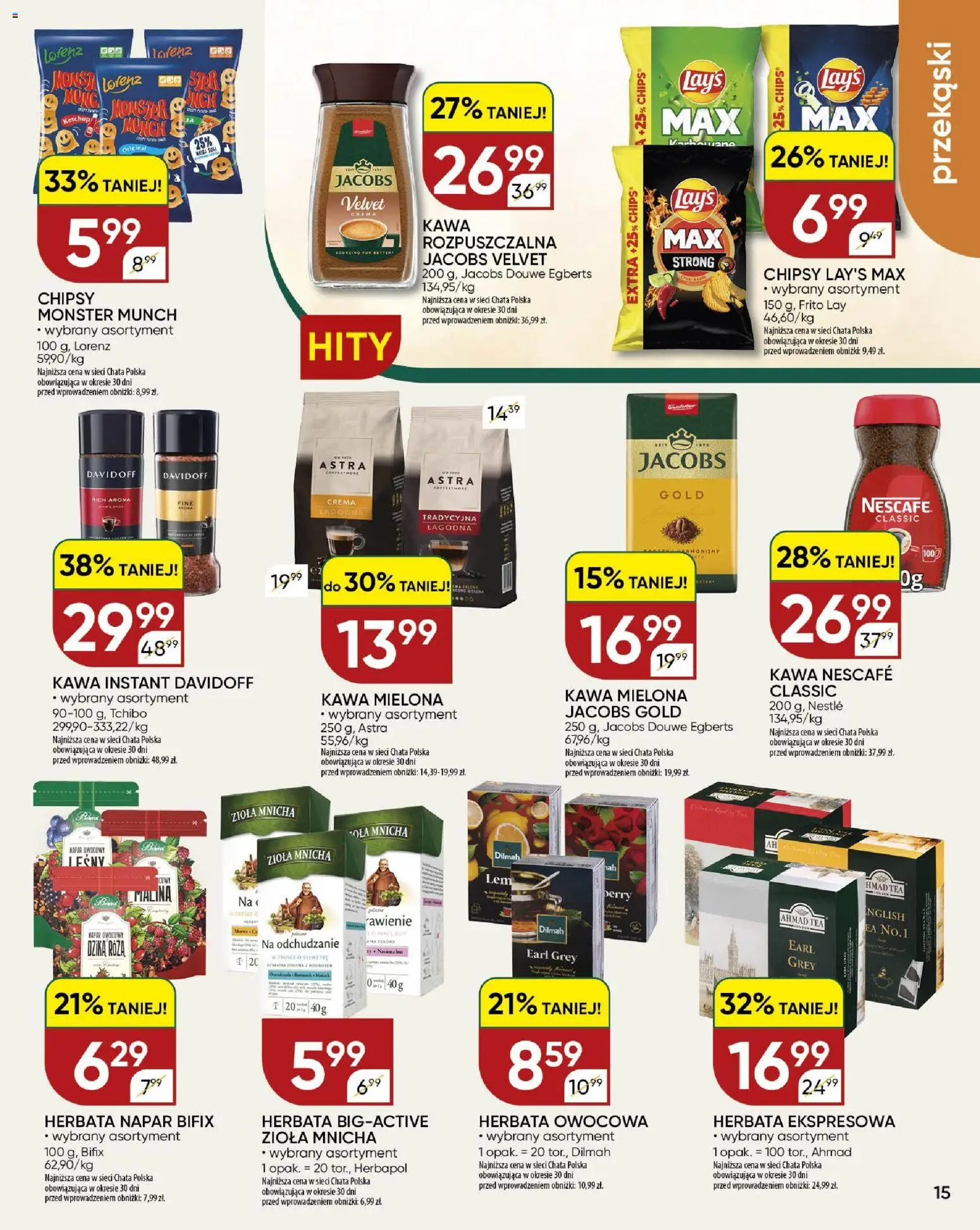 Chata Polska gazetka od 26.03.2026 | Strona: 15 | Produkty: Kawa rozpuszczalna, Tchibo, Kawa, Herbata