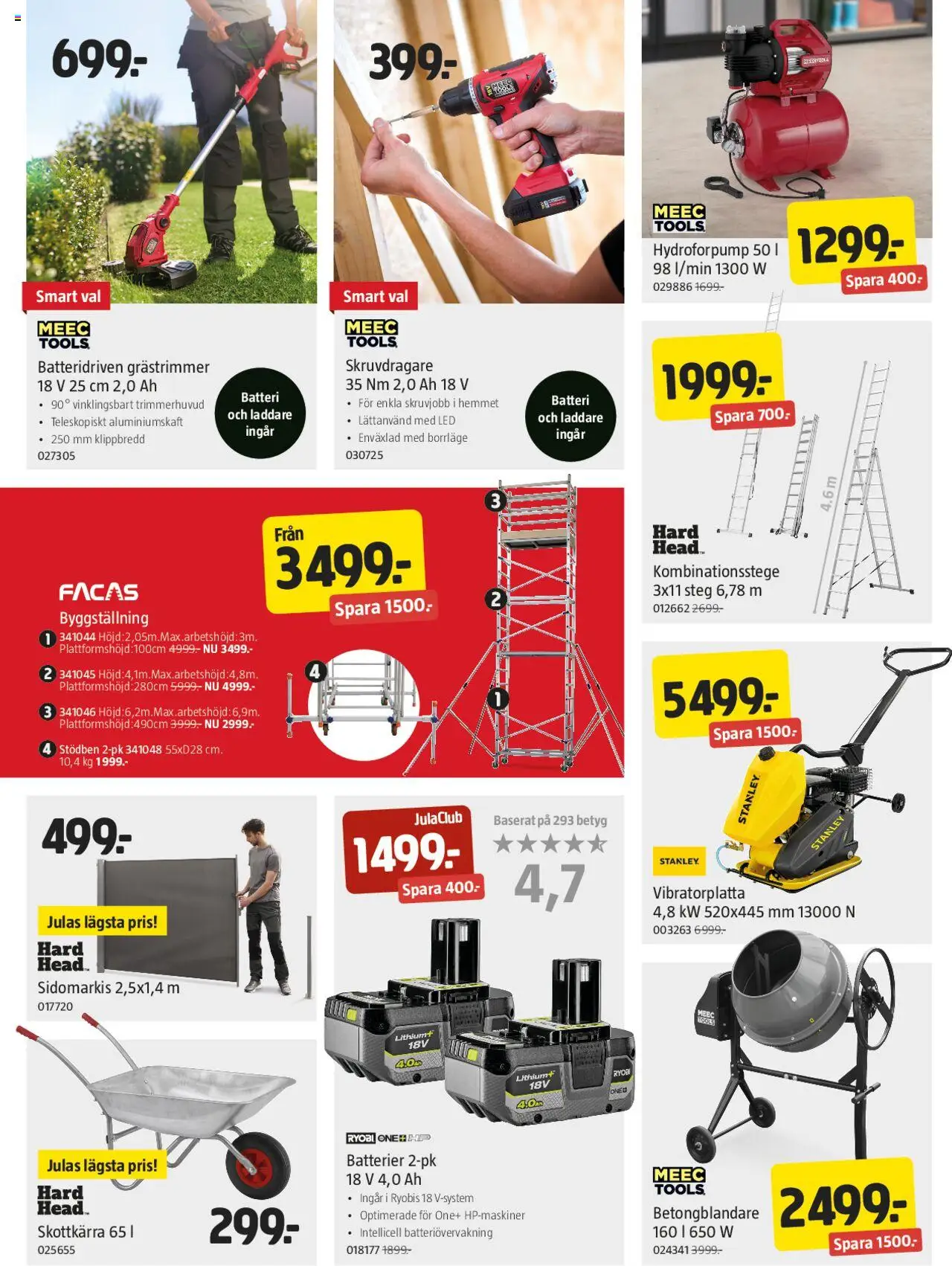Jula reklamblad aktuell från 19.06.2025 | Sida: 5 | Produkter: Batterier, Grästrimmer, Skottkärra, Skruvdragare