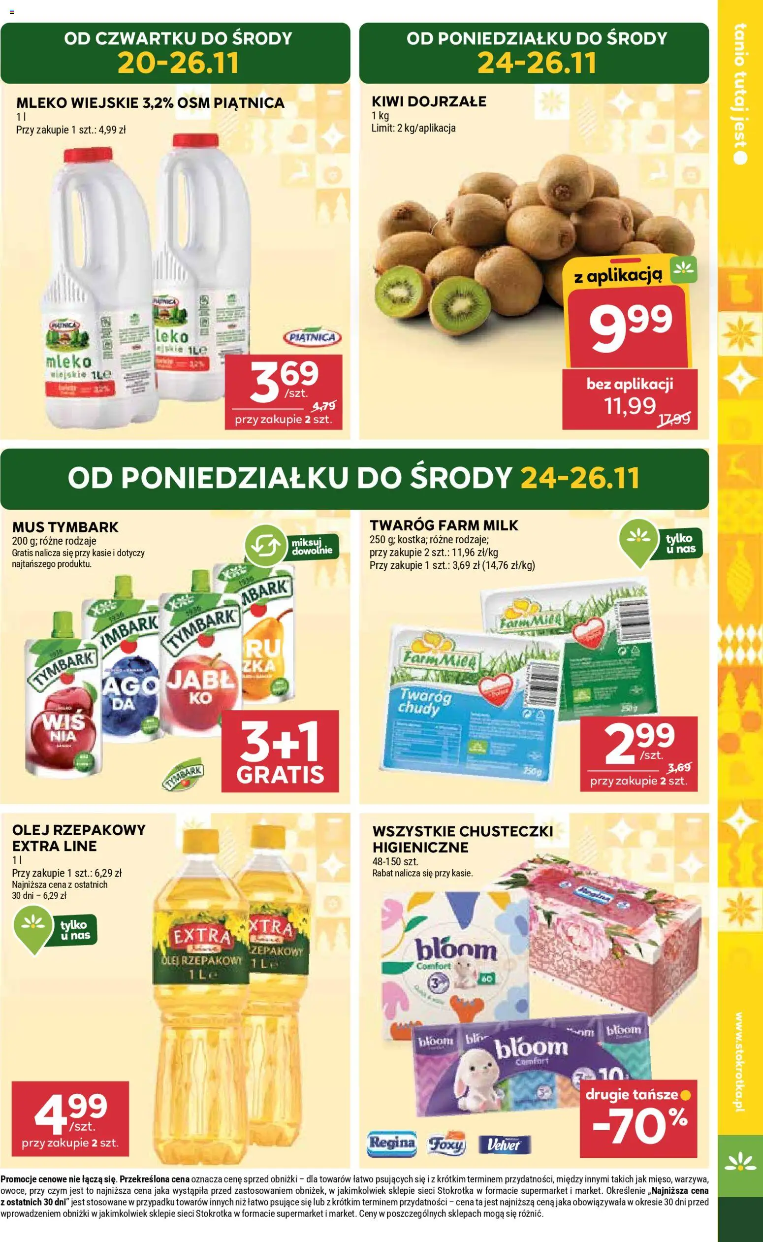 Stokrotka Gazetka od 20.11.2025 | Strona: 5 | Produkty: Twaróg chudy, Olej rzepakowy, Mleko, Kiwi