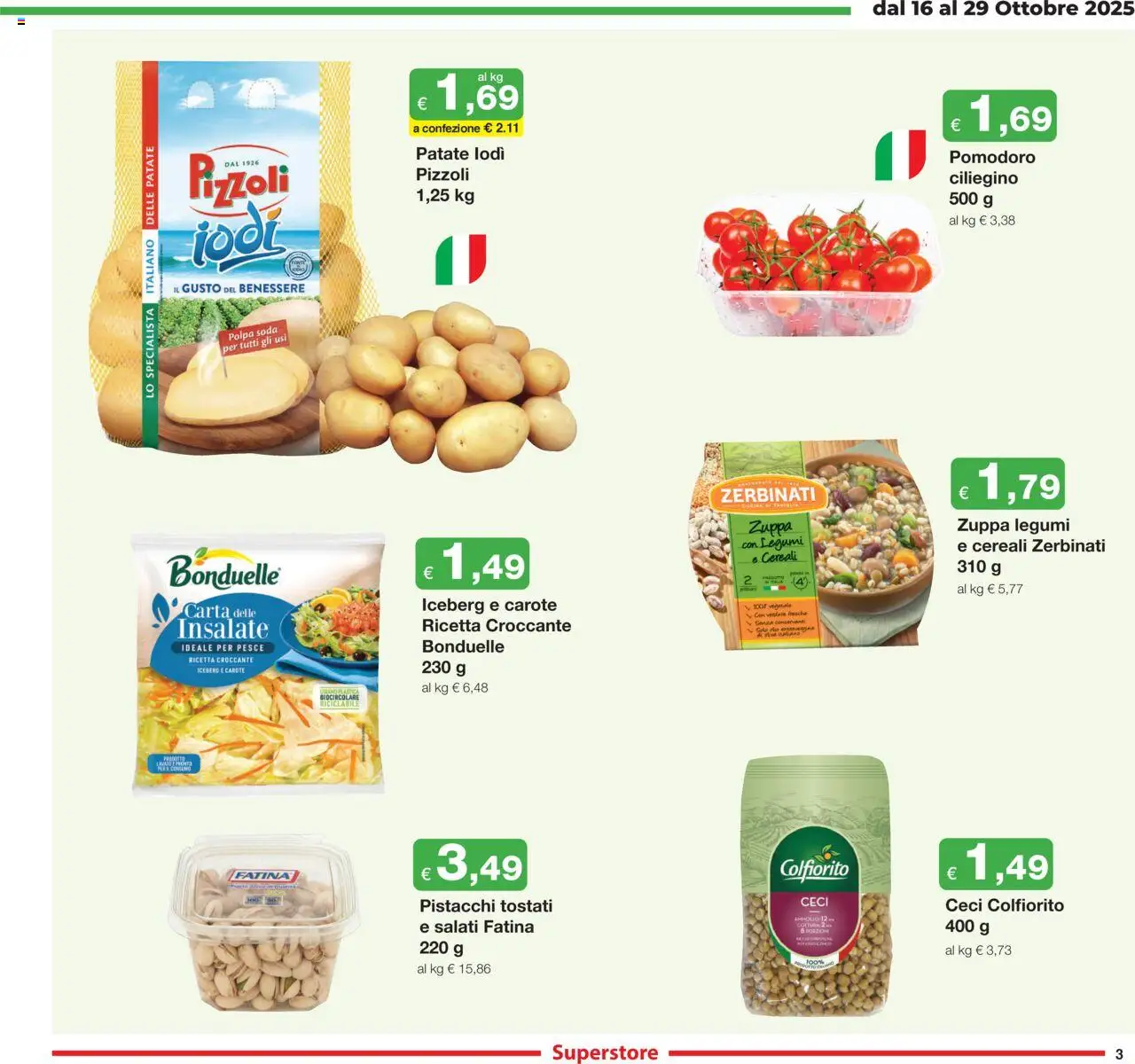 Volantino Sì con Te del 16.10.2025 | Pagina: 3 | Prodotti: Legumi, Cereali, Ceci, Patate