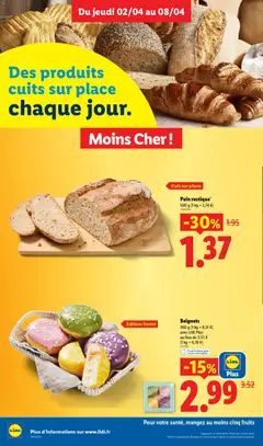 LIDL - Prévisualisation de Pain rustique*, 500 g valide à partir de 02.04.2026 | Page: 8 | Produits: Pain
