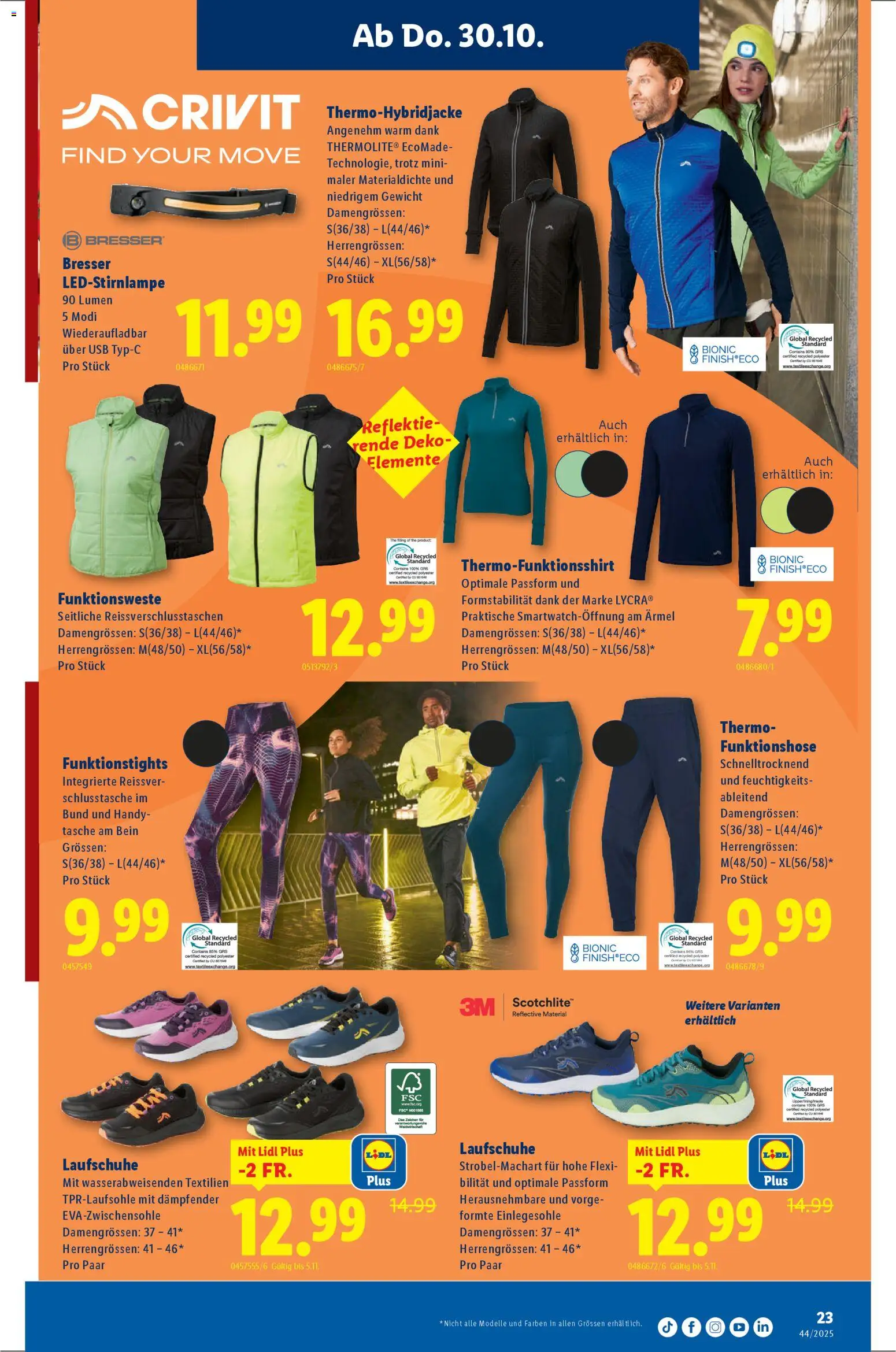 Lidl Aktionen – gültig ab 30.10.2025 | Seite: 23 | Produkte: Laufschuhe, Tasche, Usb, Gewicht