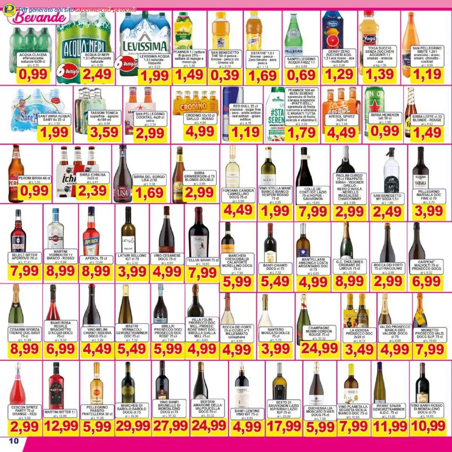 Volantino Pewex del 27.03.2026 | Pagina: 10 | Prodotti: Chinotto, Prosecco, Pesca, Arancia