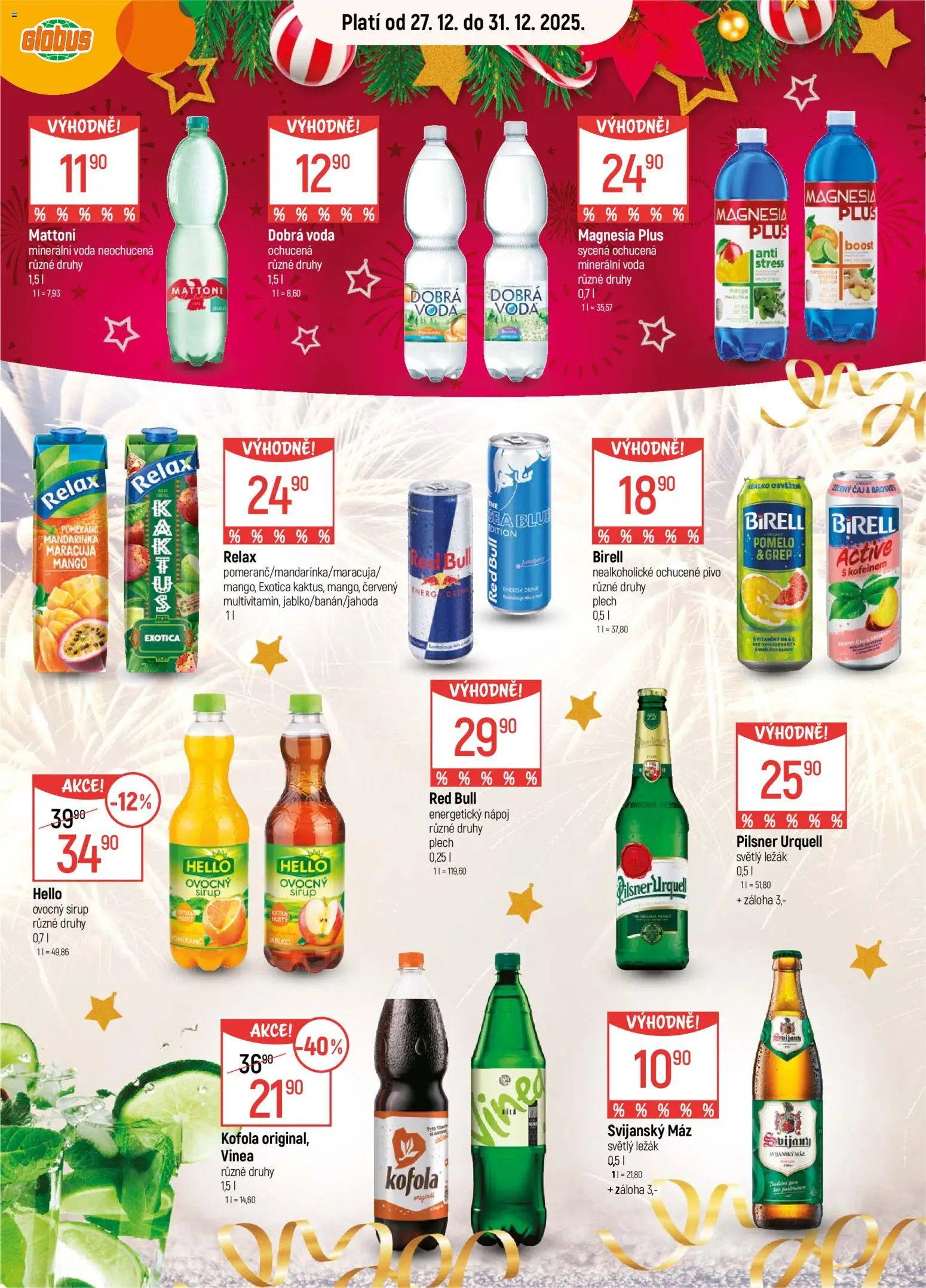 Globus leták - Praha-Štěrboholy od 27.12.2025 | Strana: 10 | Produkty: Mango, Birell, Magnesia, Energetický nápoj