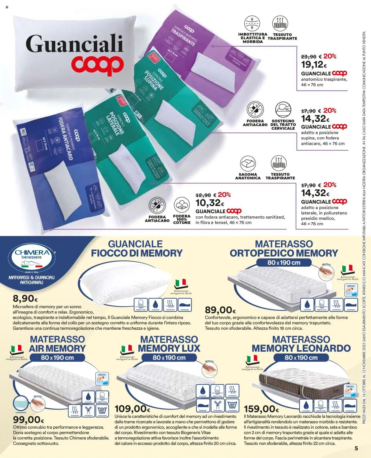 Volantino Ipercoop del 16.10.2025 | Pagina: 5 | Prodotti: Data, Materasso, Guanciale