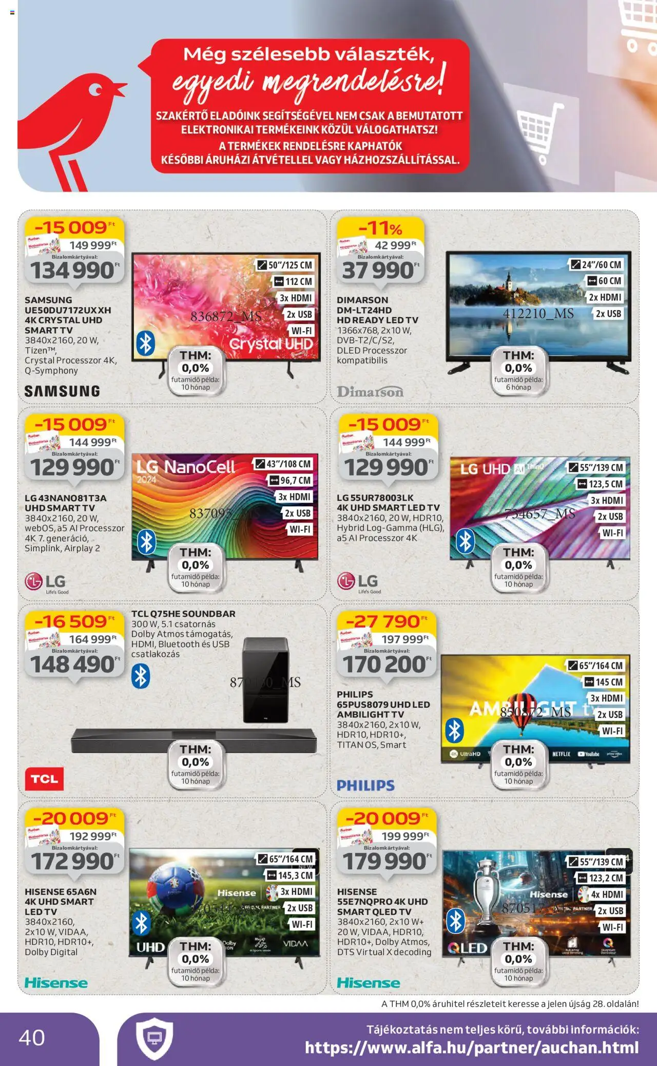 Auchan akciós ujság - amely érvényes a következő dátumtól: 19.06.2025 | Oldal: 40 | Termékek: USB, Smart tv, Samsung, Soundbar