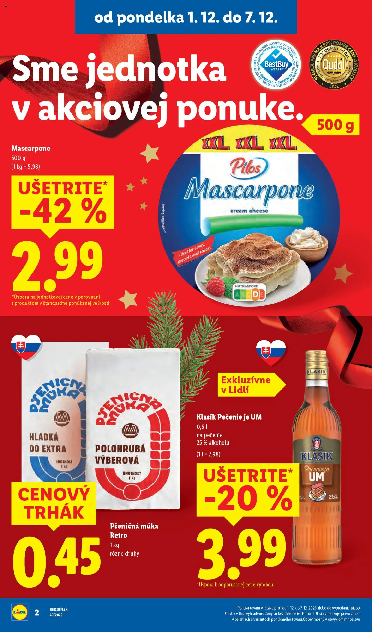 Nové Lidl akcie – leták je platný od 04.12.2025 | Strana: 3 | Produkty: Pšeničná múka, Múka, Mascarpone