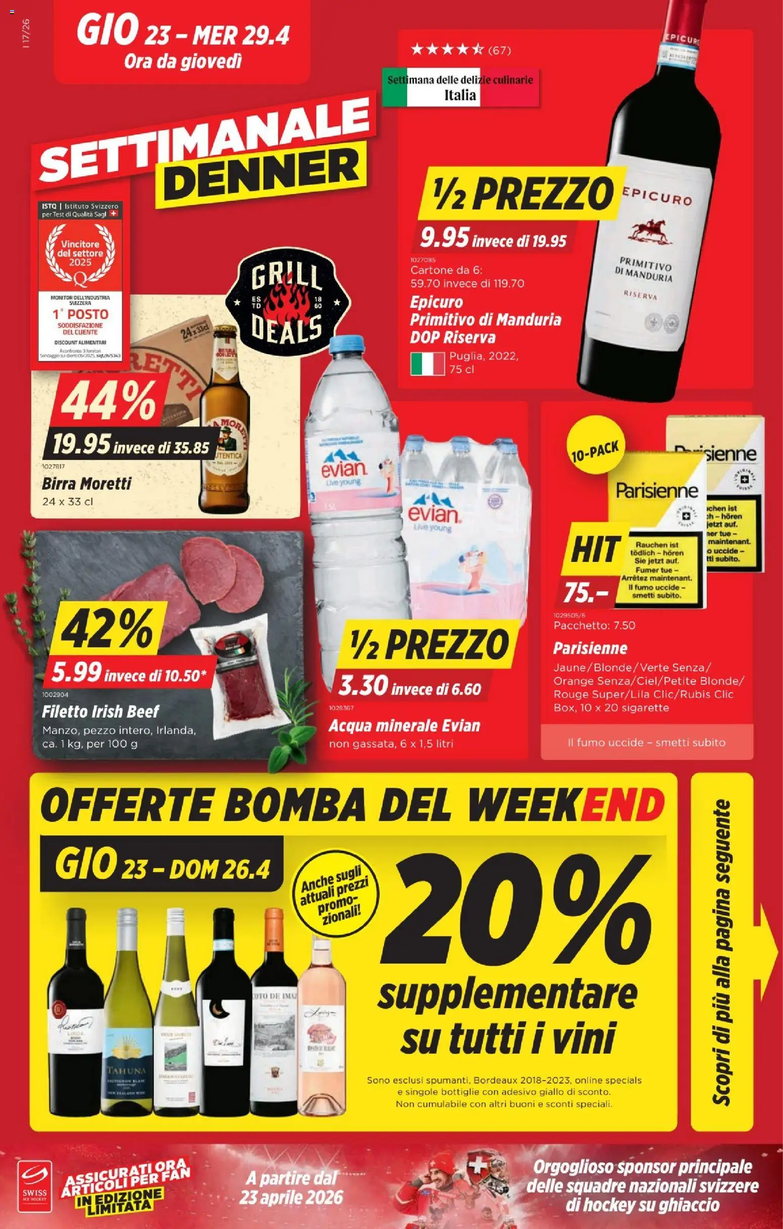 Denner aktionen IT – gültig ab 23.04.2026 | Seite: 1 | Produkte: Rouge, Monitor, Grill